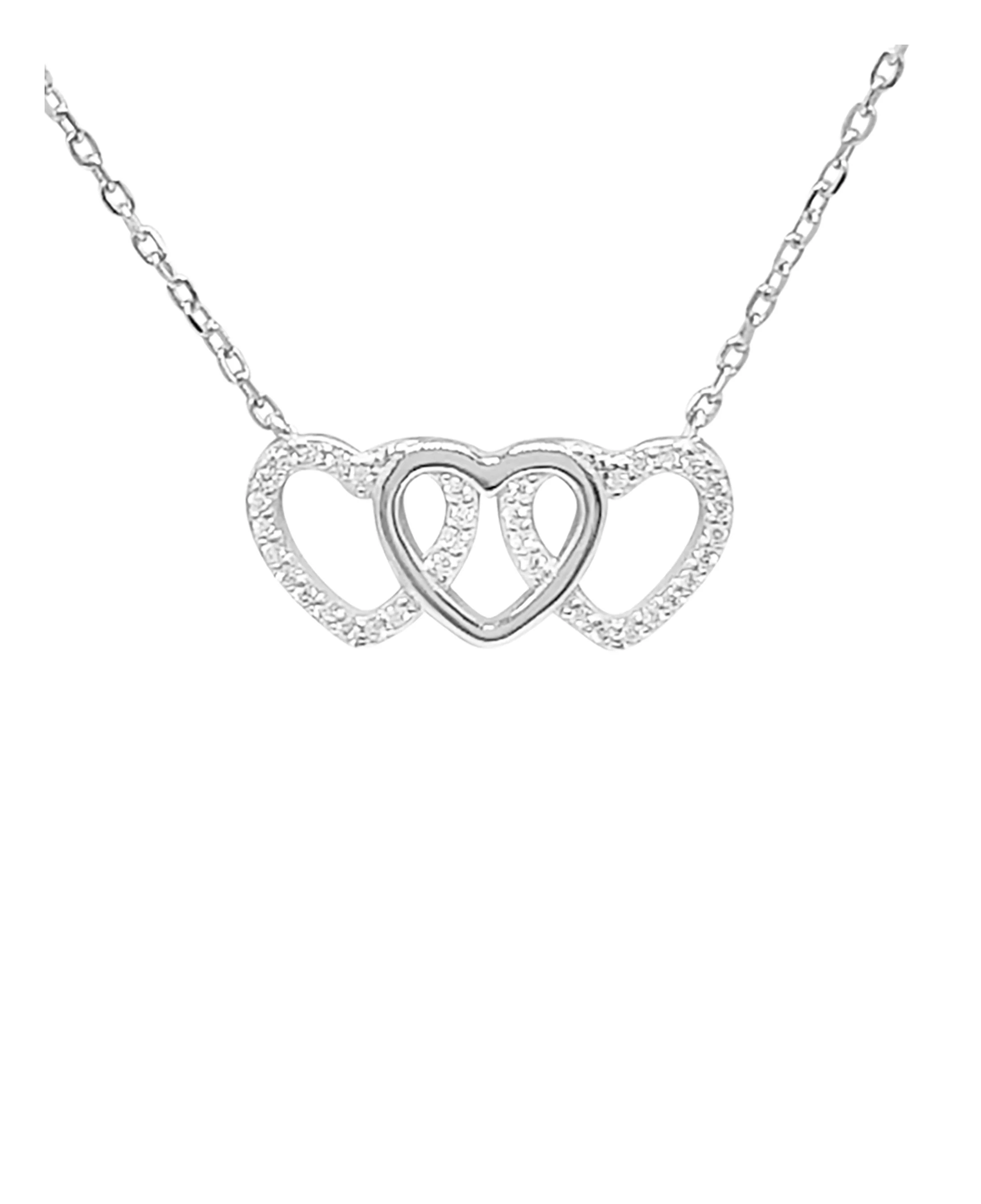 COLLIER EN ARGENT 3 COEURS AVEC PIERRES - Image 4