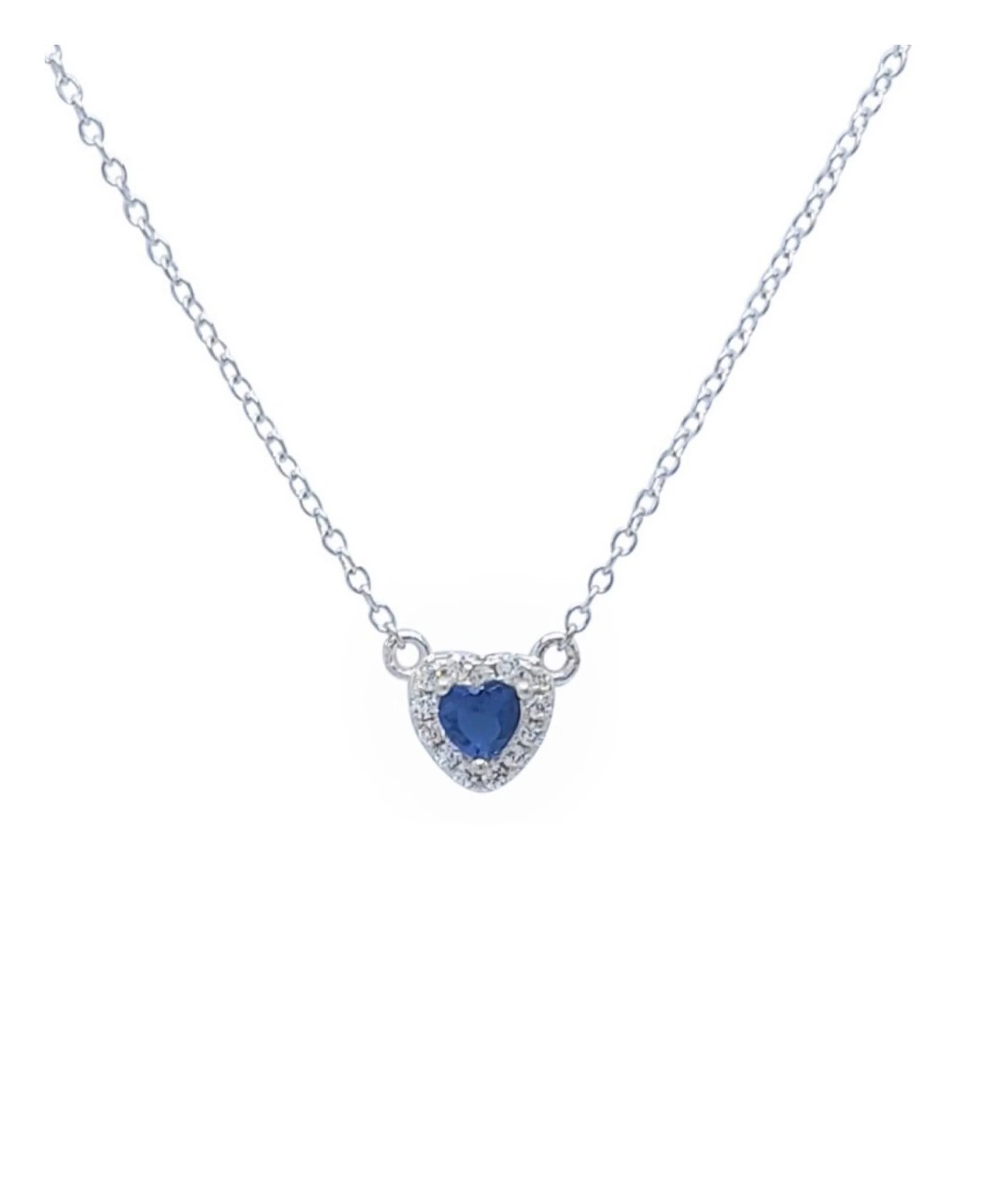 COLLIER EN ARGENT AVEC COEUR BLEU