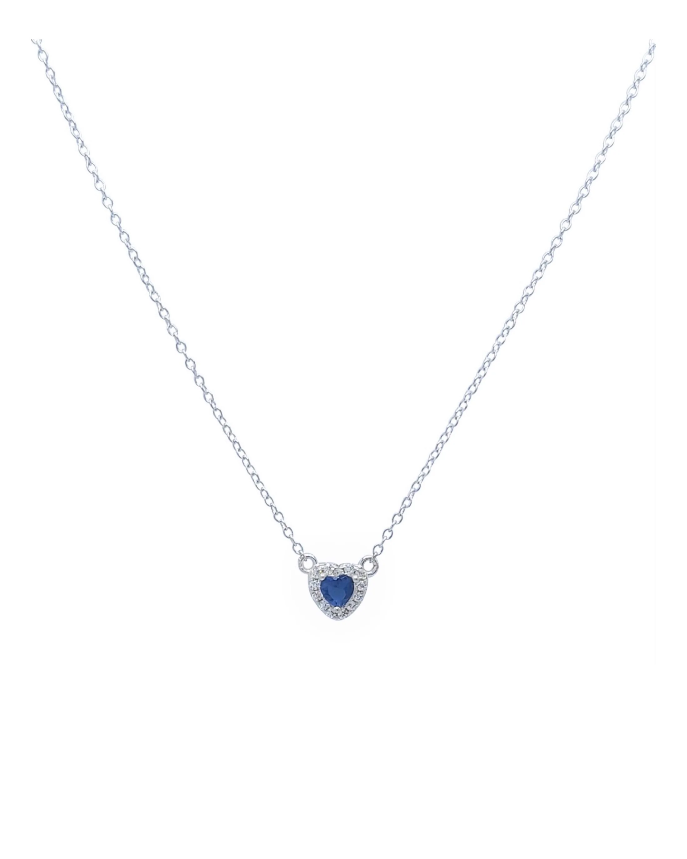 COLLIER EN ARGENT AVEC COEUR BLEU - Image 3