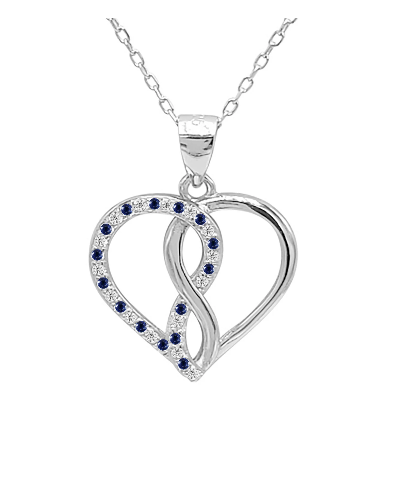 COLLIER EN ARGENT AVEC COEURS ENLACES ET ZIRCONIUM - Image 4