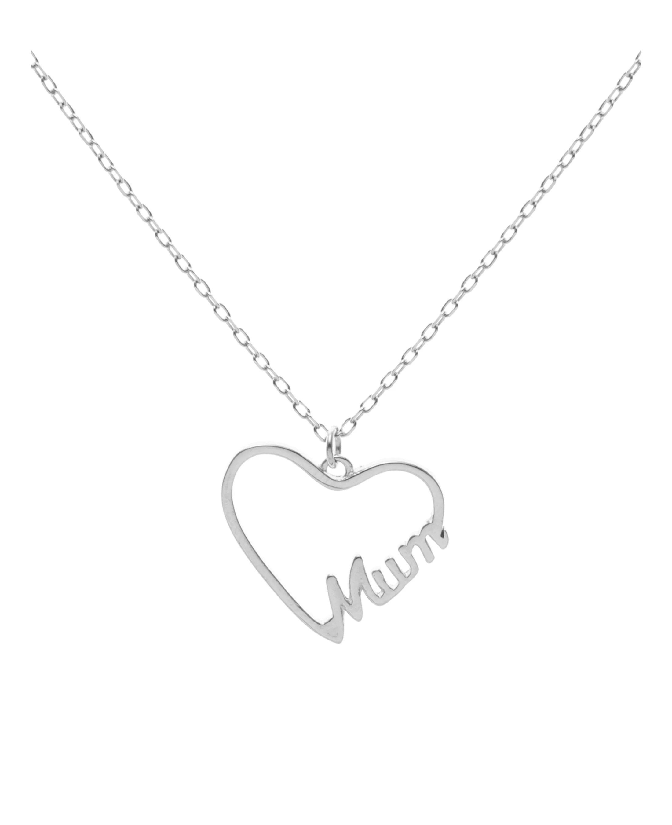 COLLIER EN ARGENT AVEC PENDENTIF COEUR "MUM"