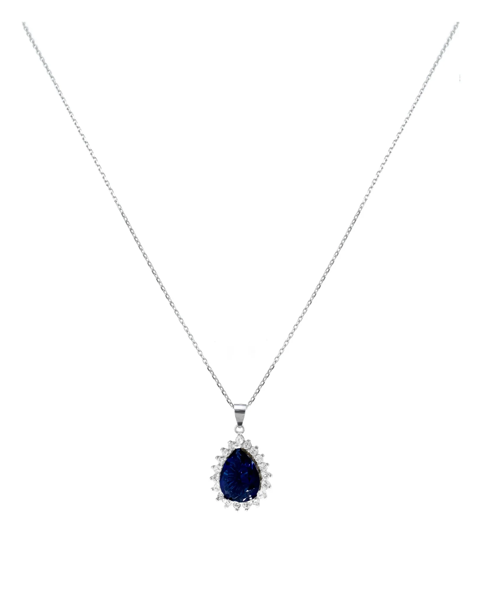COLLIER EN ARGENT AVEC PENDENTIF GOUTTE BLEUE - Image 3