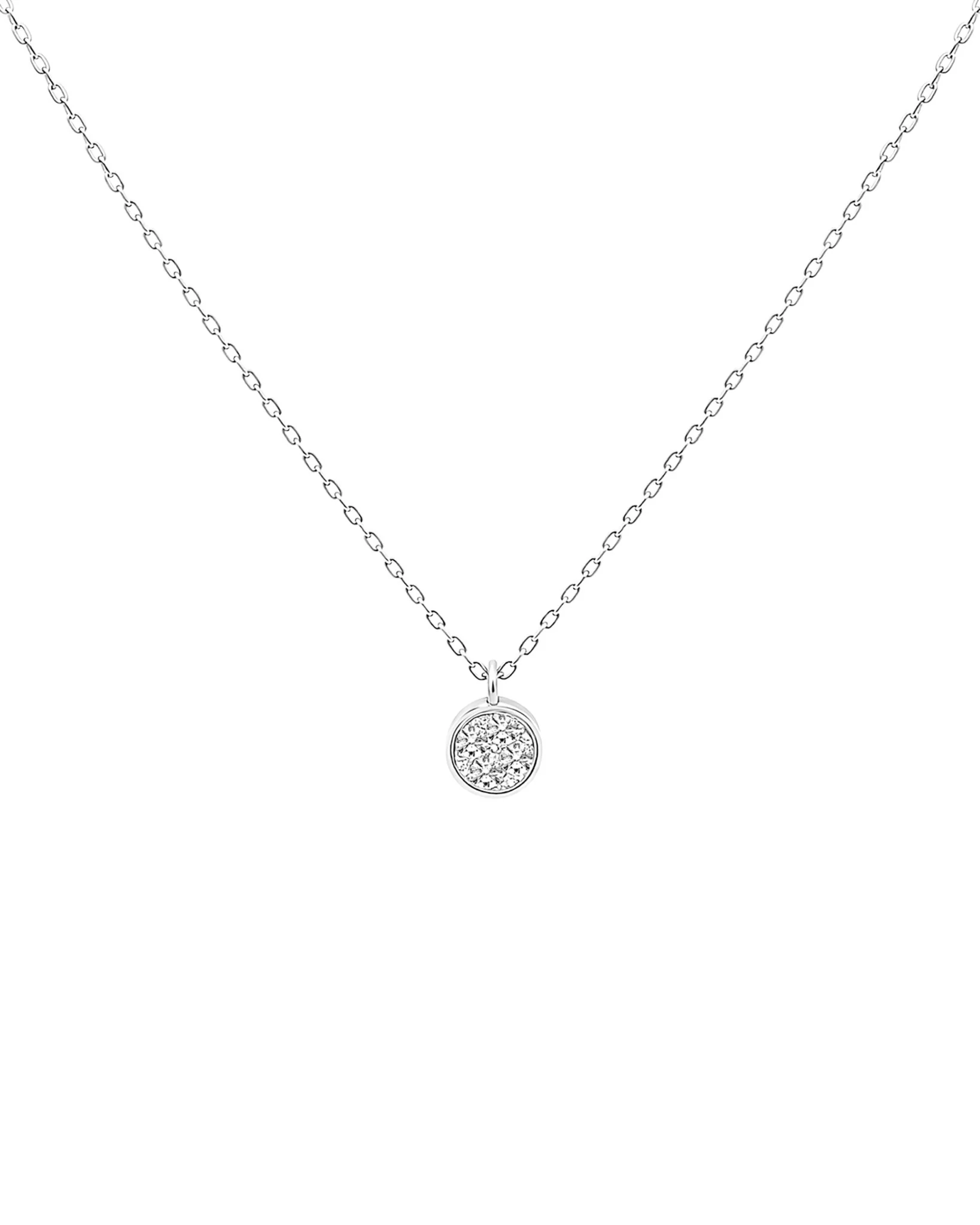 COLLIER EN ARGENT AVEC PENDENTIF ROND ET PIERRES