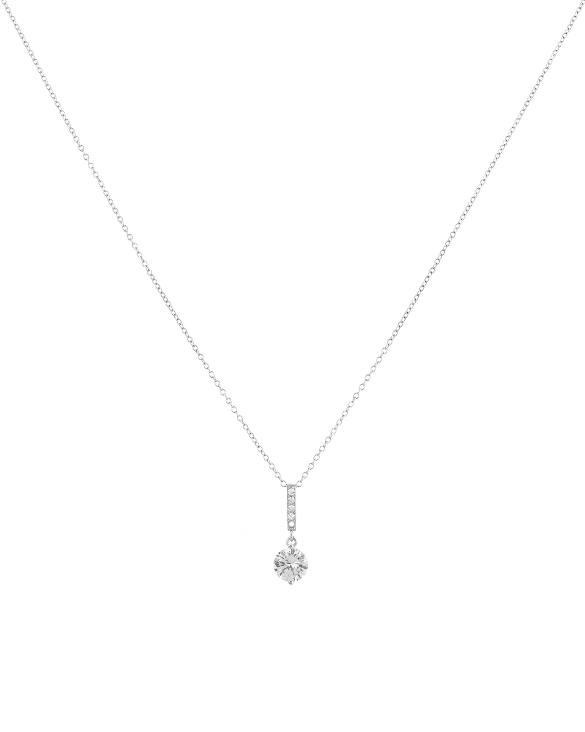 COLLIER EN ARGENT BARRE AVEC PIERRES ET SOLITAIRE - Image 3