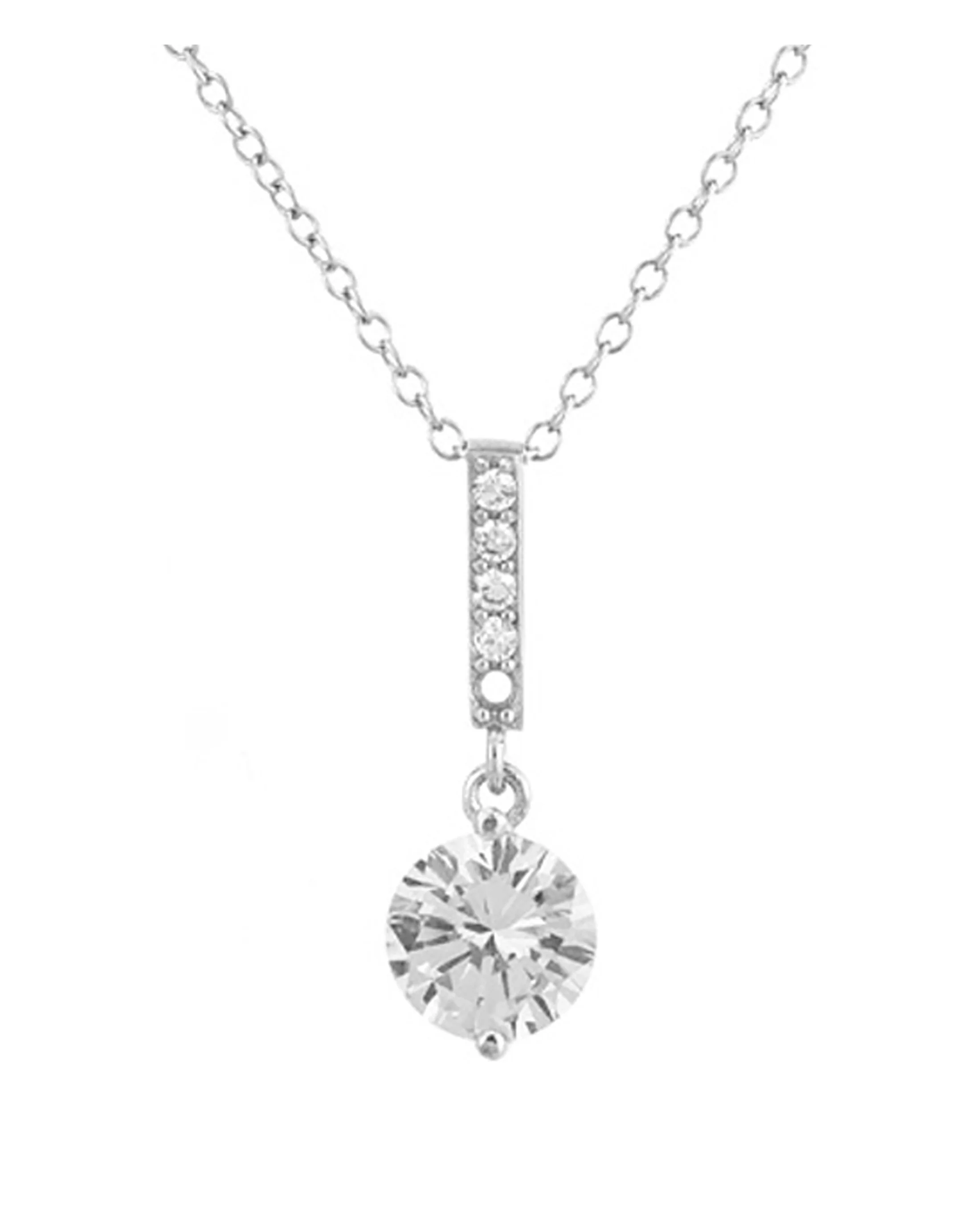 COLLIER EN ARGENT BARRE AVEC PIERRES ET SOLITAIRE - Image 4