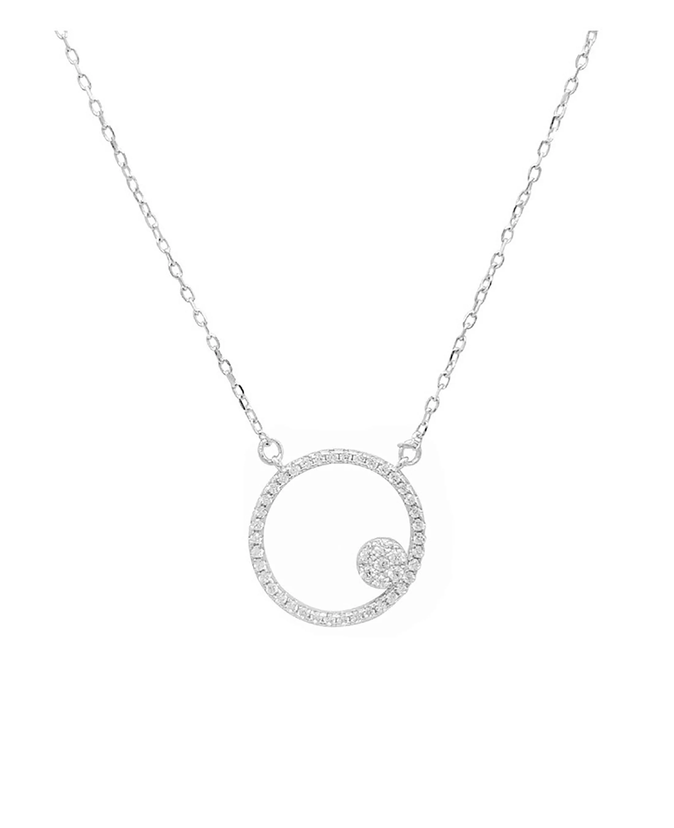 COLLIER EN ARGENT CERCLE AVEC PIERRES ET PETITE FLEUR