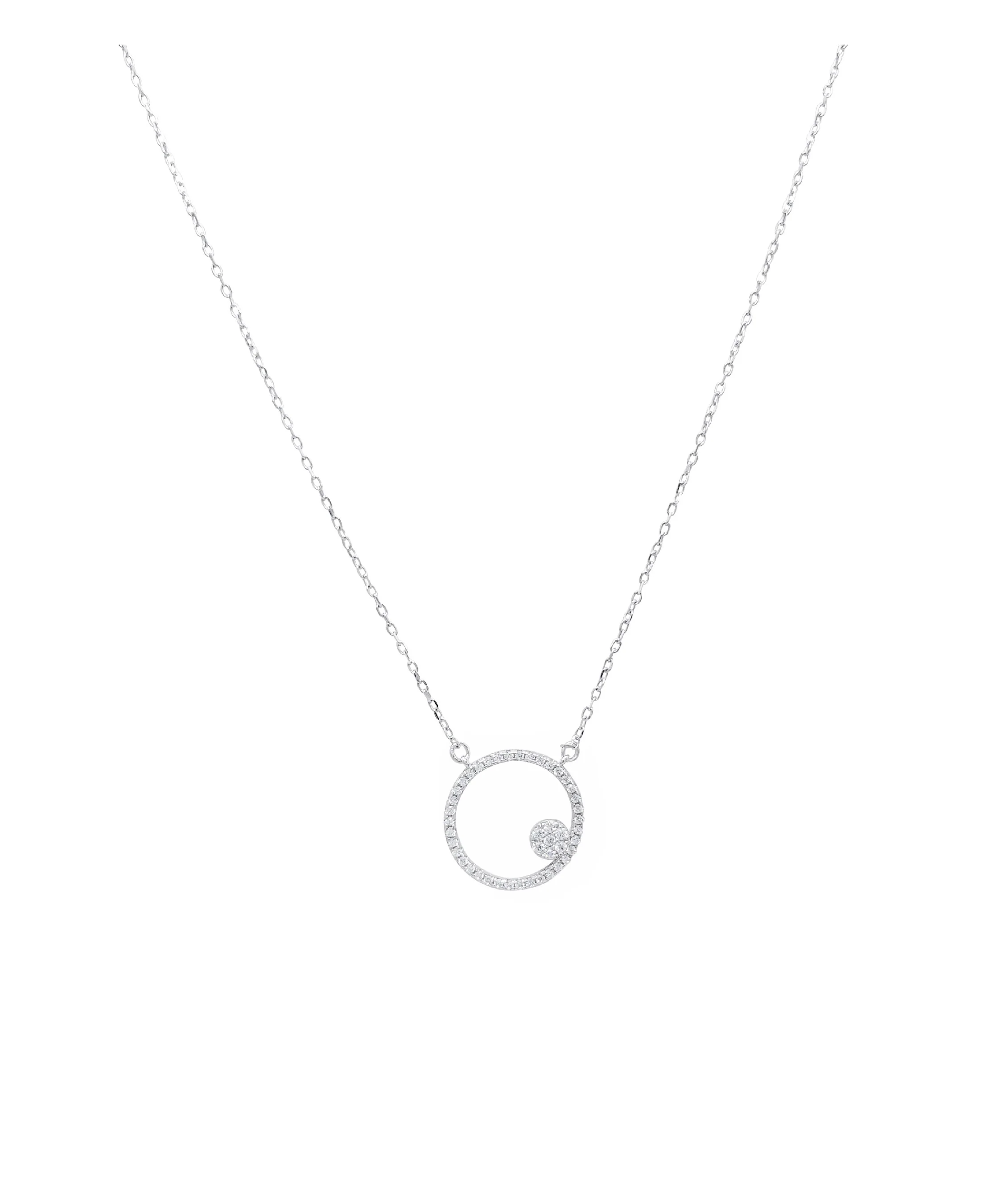 COLLIER EN ARGENT CERCLE AVEC PIERRES ET PETITE FLEUR - Image 3