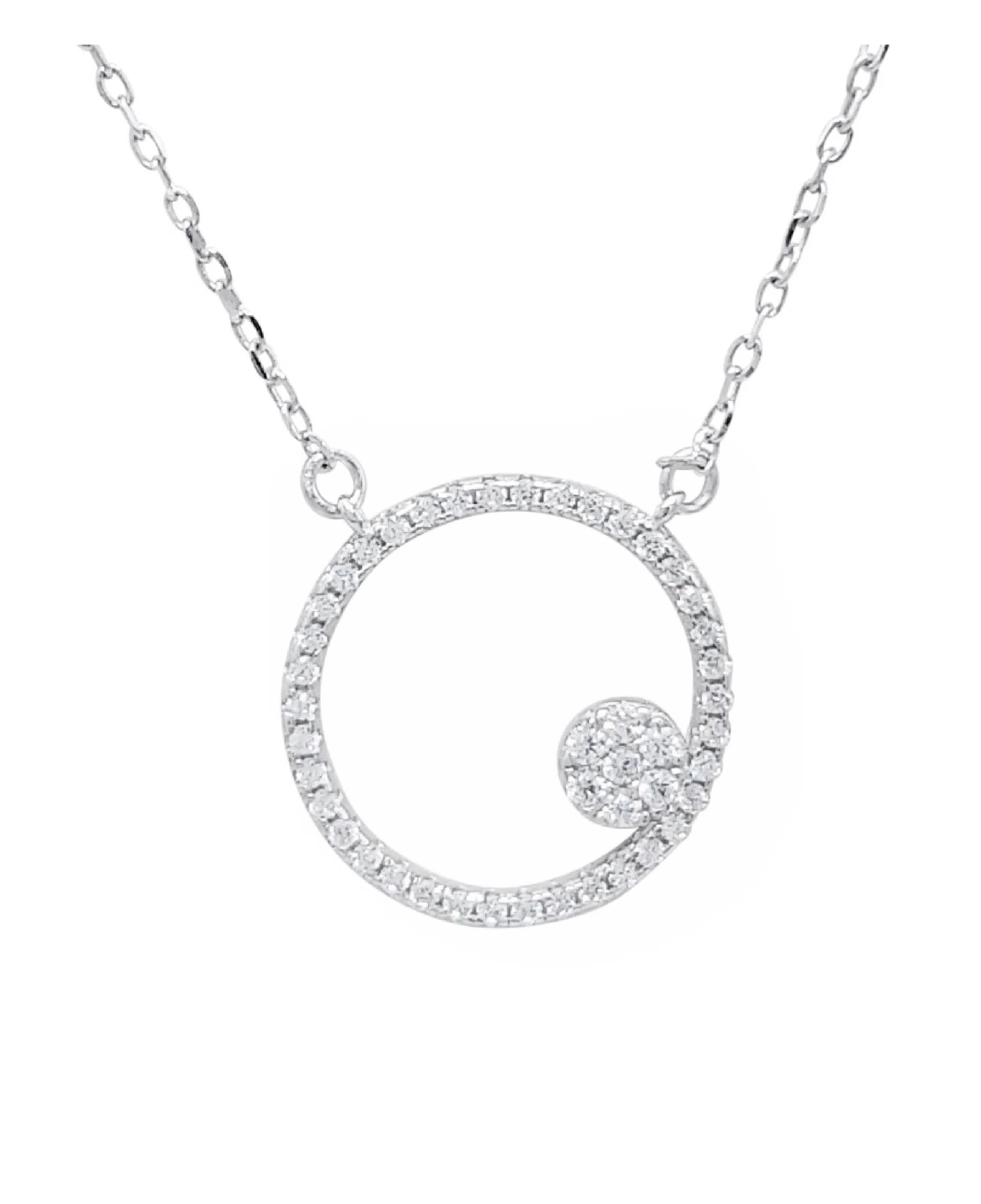 COLLIER EN ARGENT CERCLE AVEC PIERRES ET PETITE FLEUR - Image 4