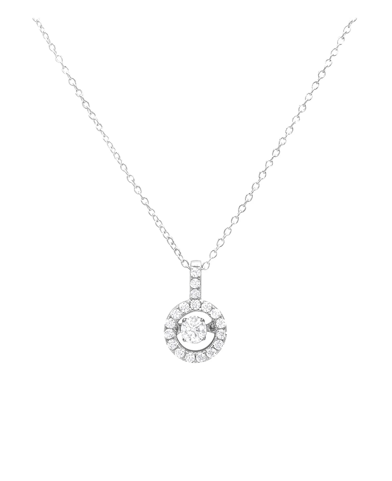 COLLIER EN ARGENT CERCLE SERTI DE PIERRES ET SOLITAIRE - Image 4