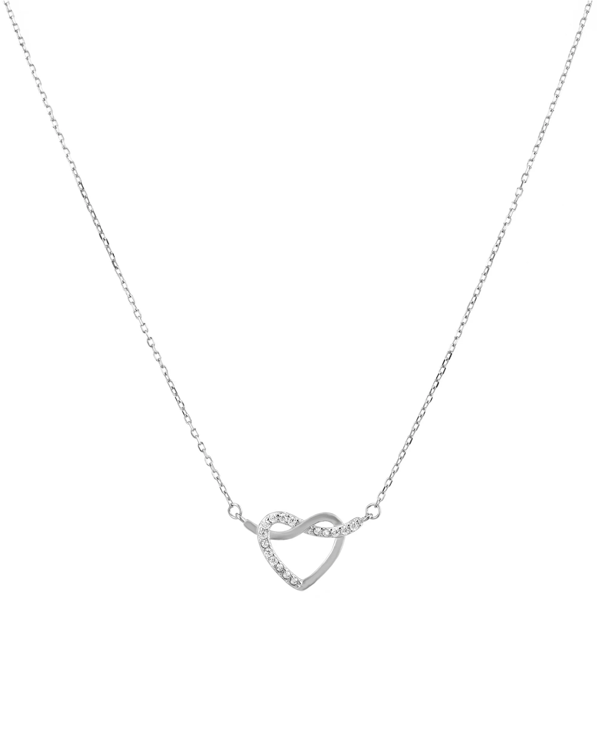 COLLIER EN ARGENT COEUR AVEC NOEUD ET PIERRES - Image 3