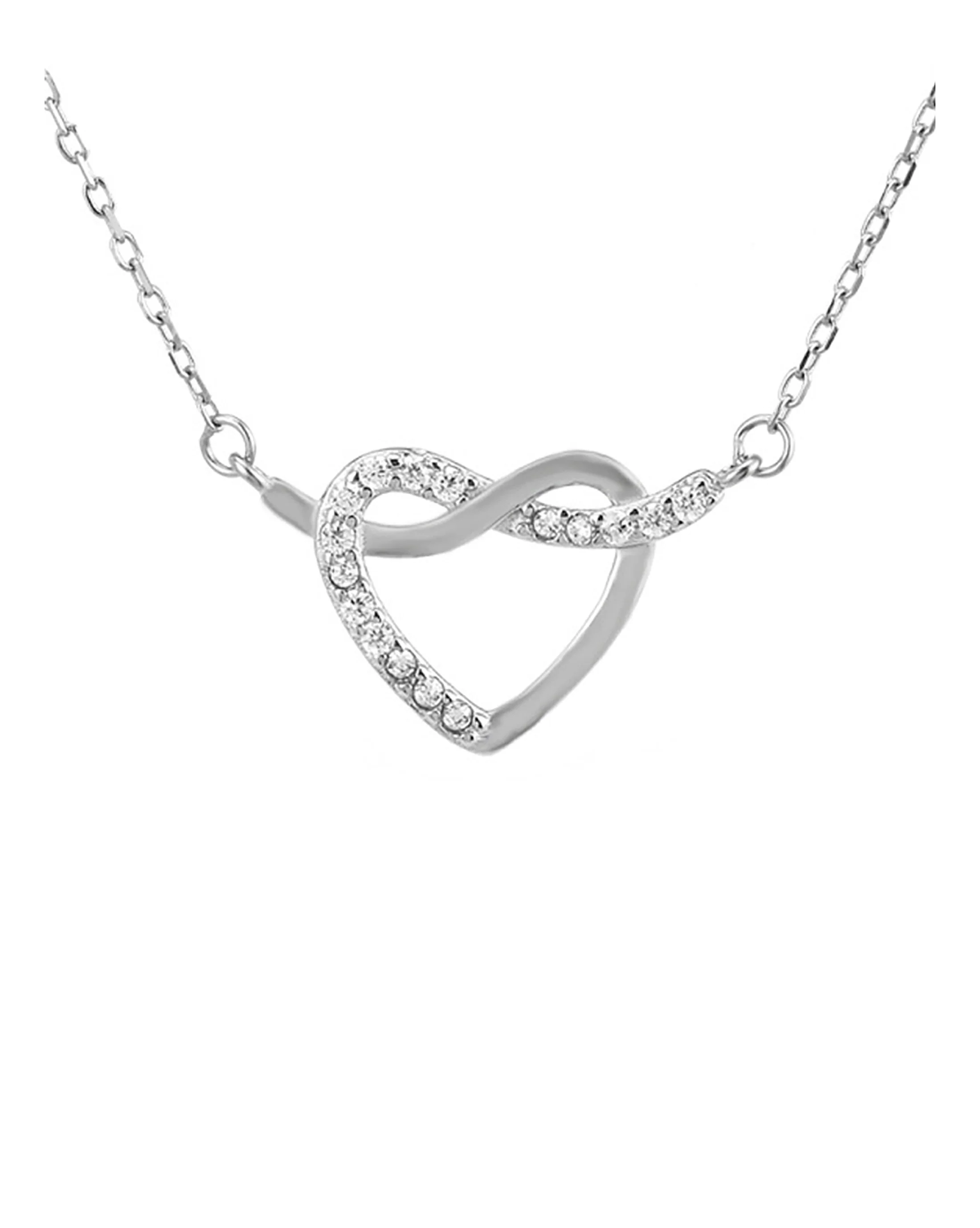 COLLIER EN ARGENT COEUR AVEC NOEUD ET PIERRES - Image 4
