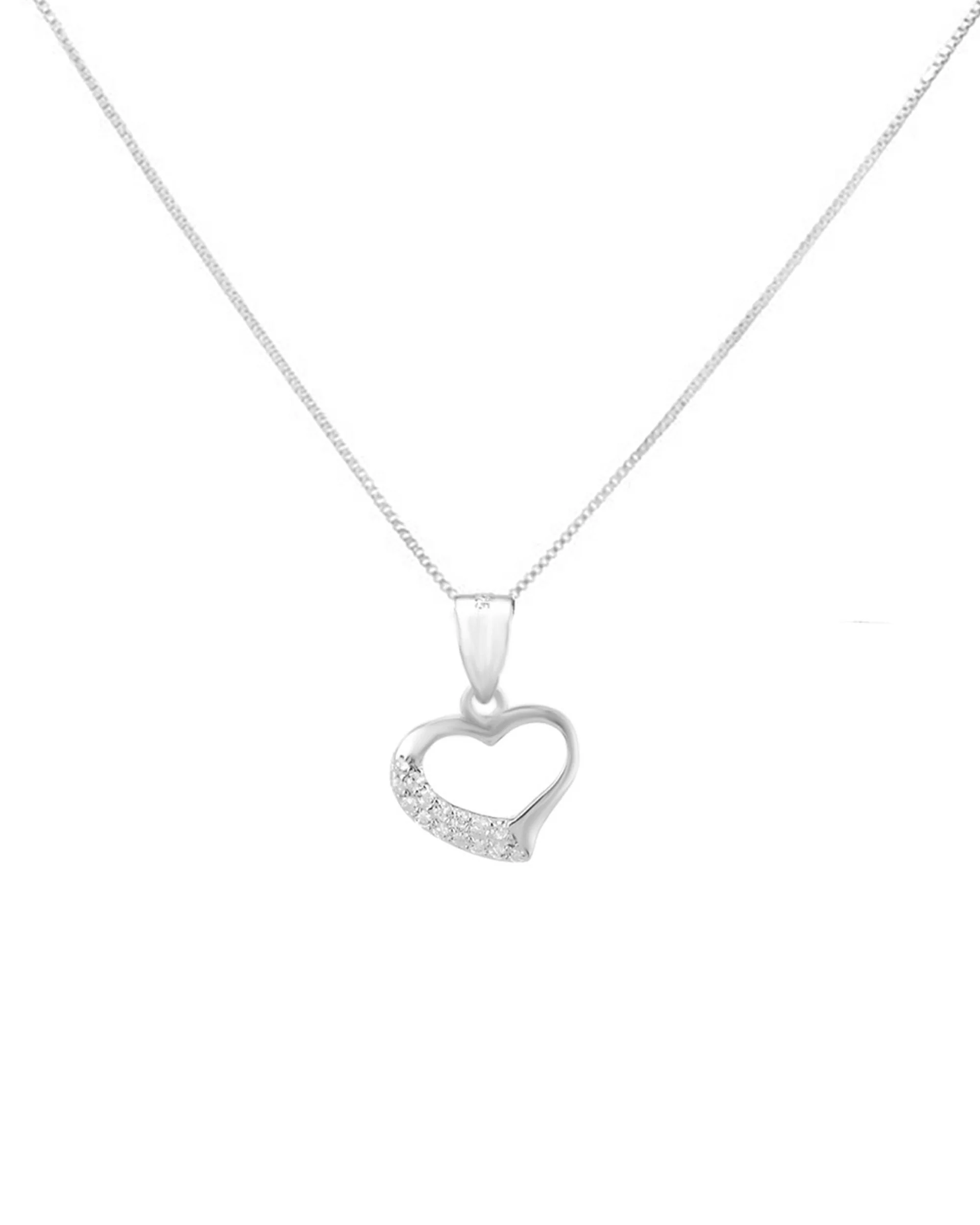 COLLIER EN ARGENT COEUR AVEC PIERRES
