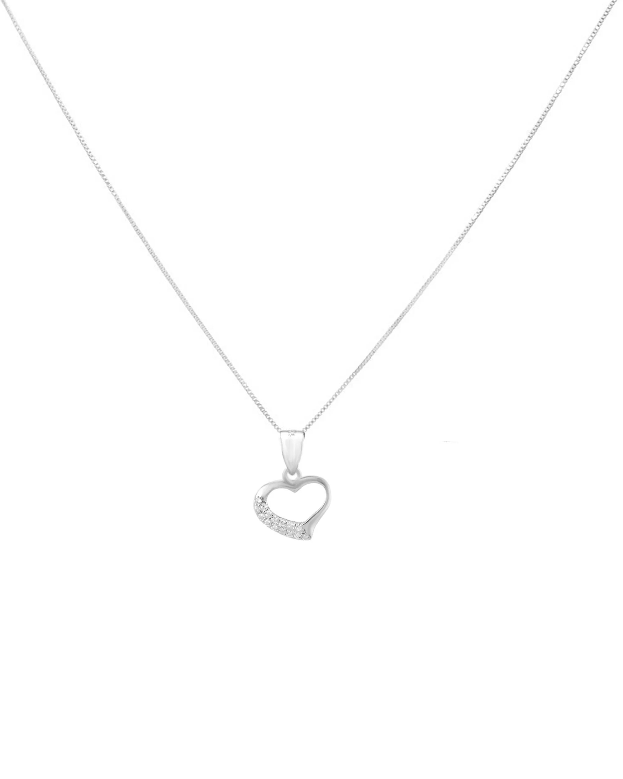 COLLIER EN ARGENT COEUR AVEC PIERRES - Image 3