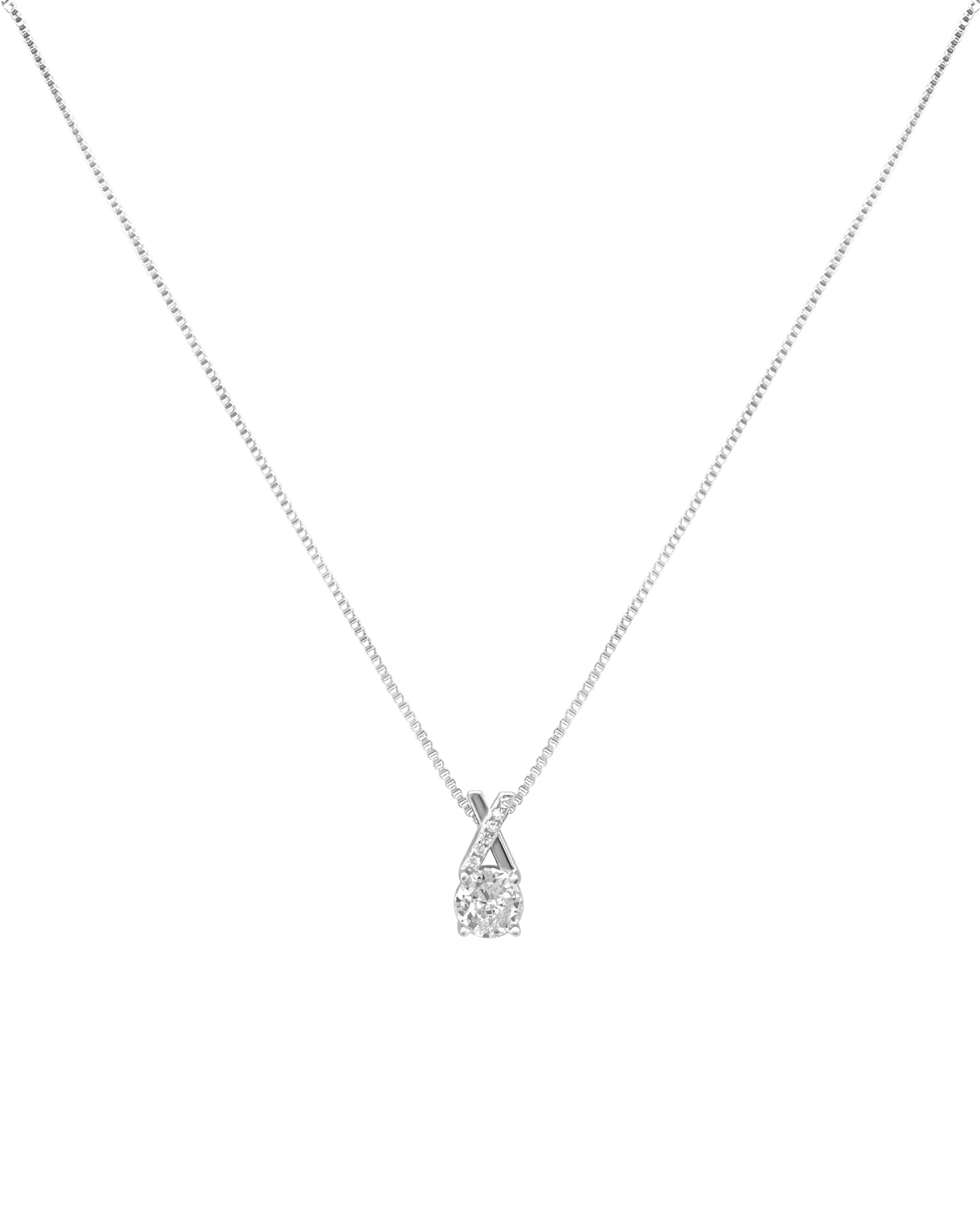 COLLIER EN ARGENT CROISE AVEC SOLITAIRE - Image 3