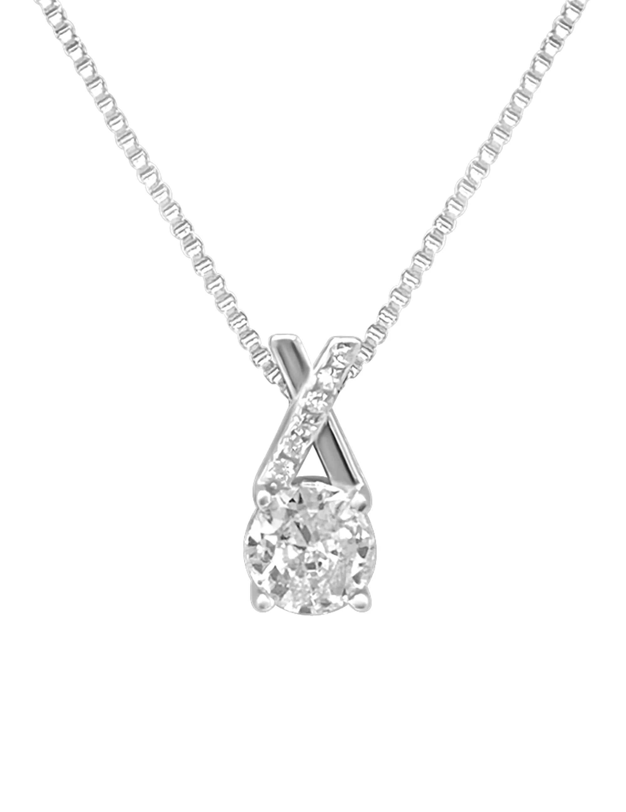 COLLIER EN ARGENT CROISE AVEC SOLITAIRE - Image 4