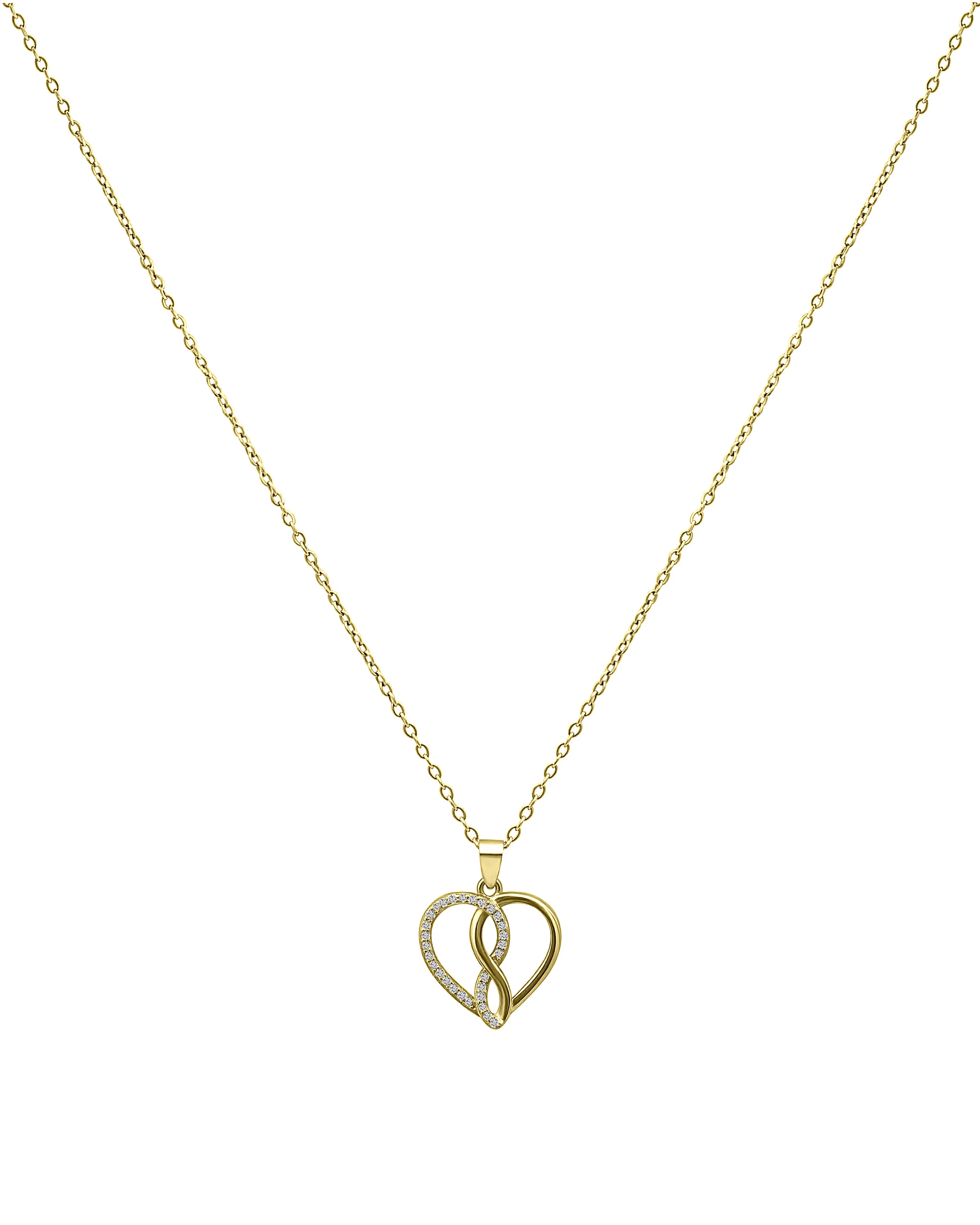 COLLIER EN ARGENT DORE AVEC CŒURS ENLACES ET ZIRCONIUM - Image 3