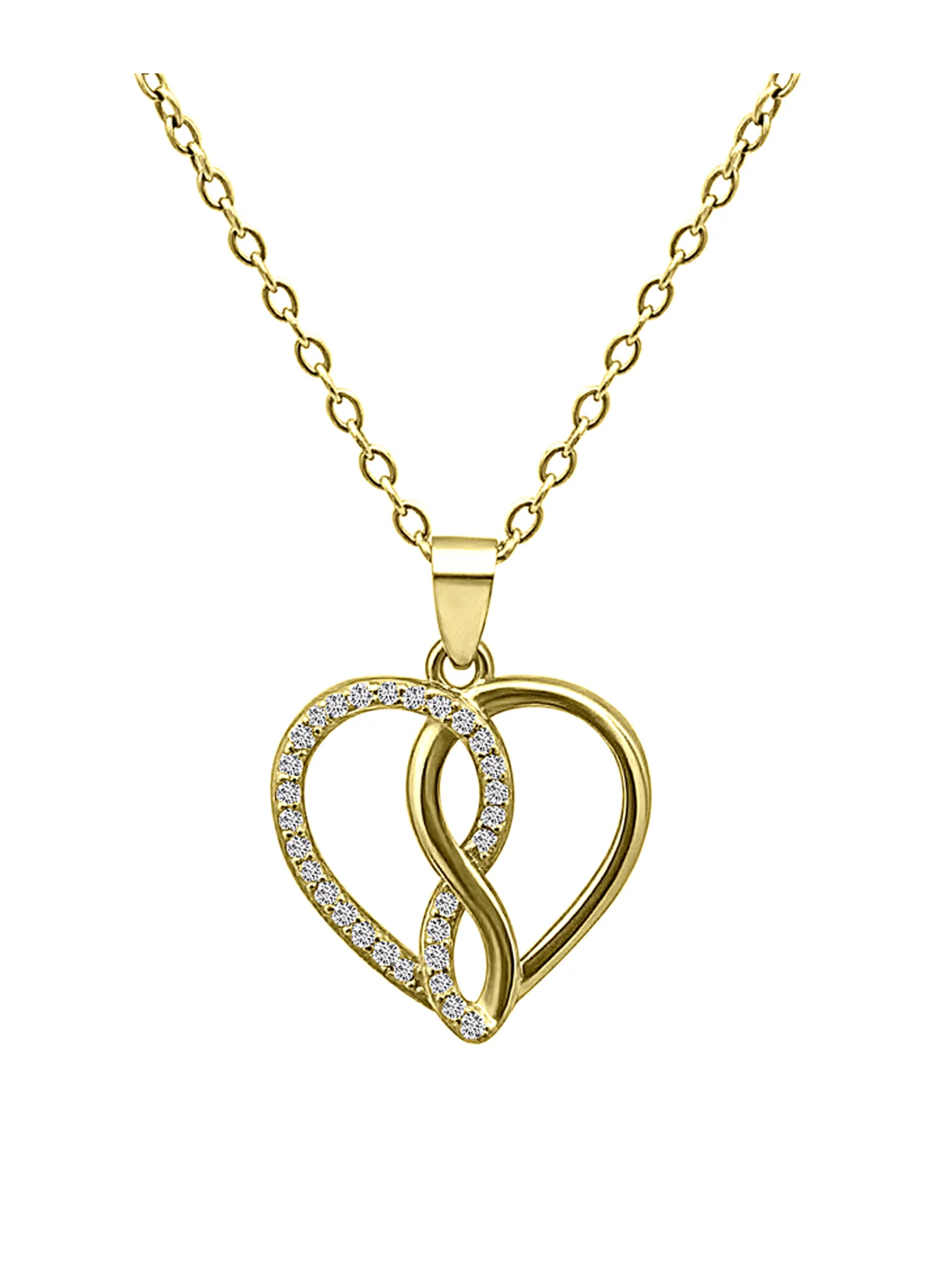 COLLIER EN ARGENT DORE AVEC CŒURS ENLACES ET ZIRCONIUM - Image 4