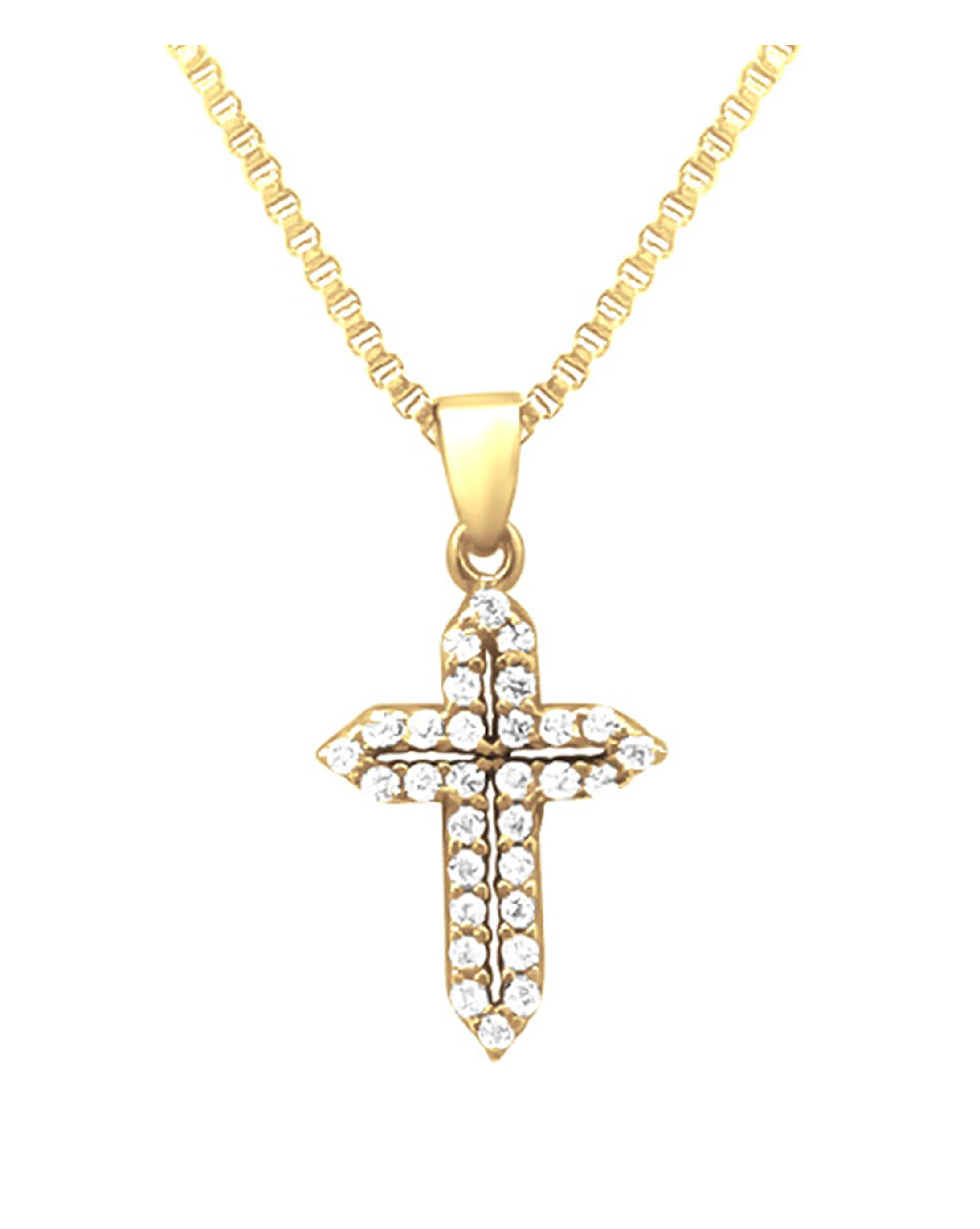 COLLIER EN ARGENT DORE AVEC PENDENTIF CROIX EN ZIRCONIUM - Image 4