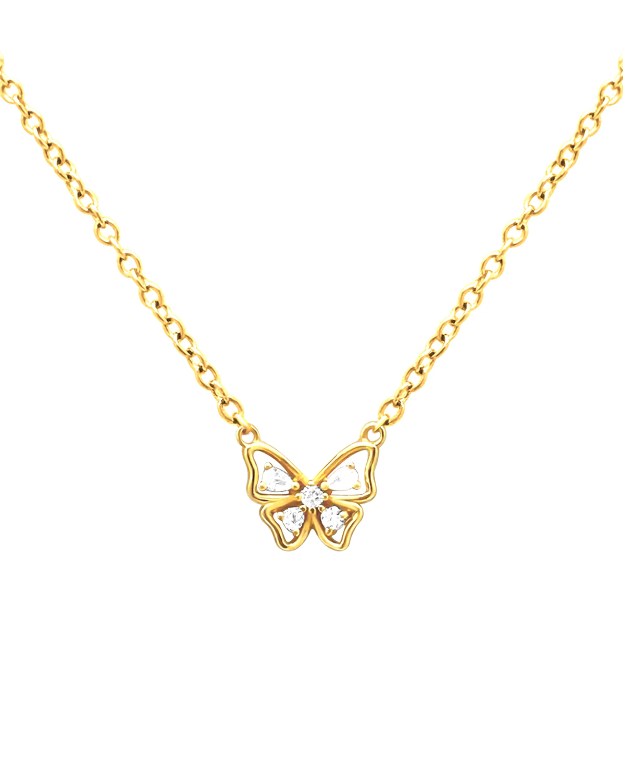 COLLIER EN ARGENT DORE PAPILLON AVEC ZIRCONIUM