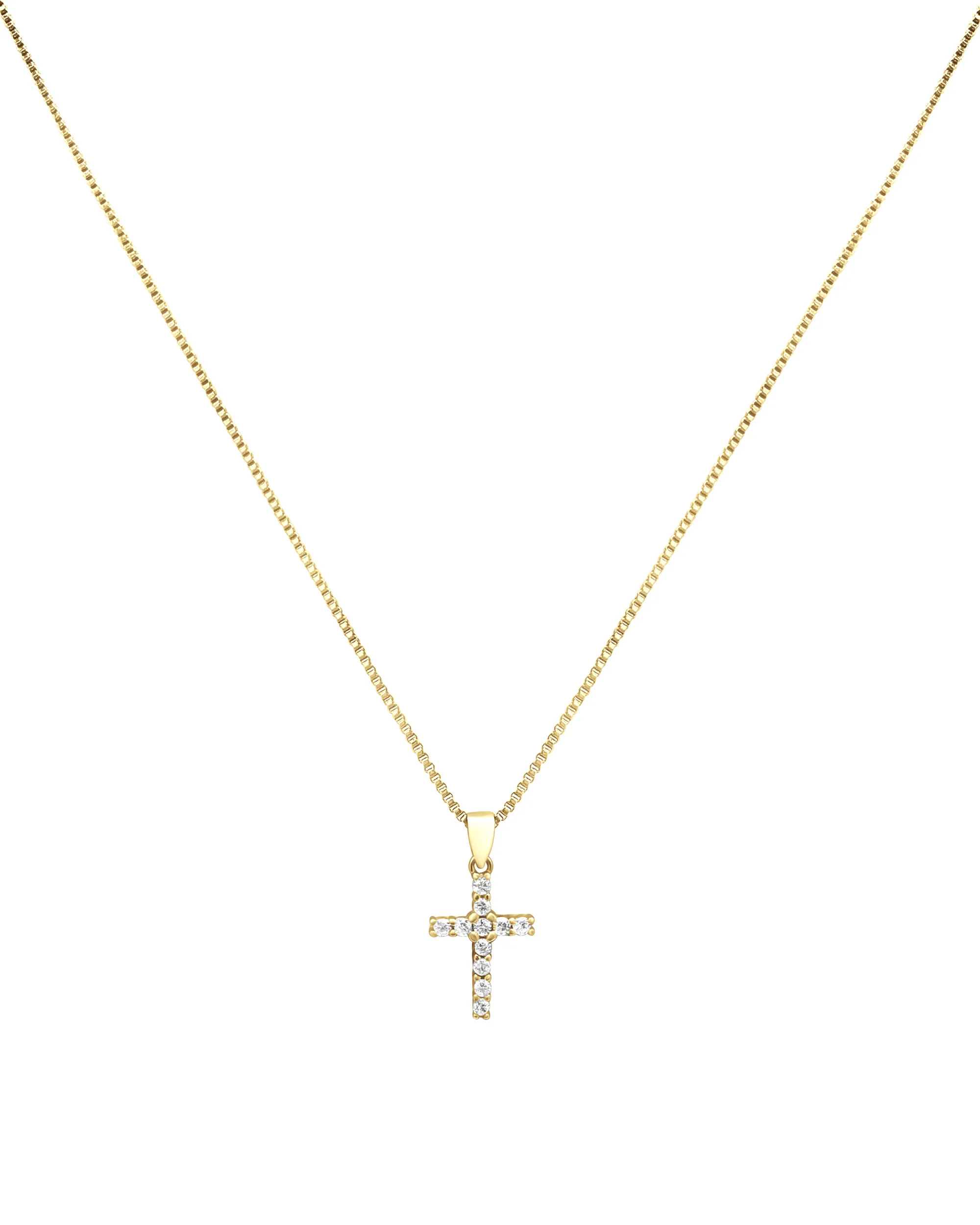 COLLIER EN ARGENT DORE PENDENTIF CROIX AVEC ZIRCONIUM - Image 3