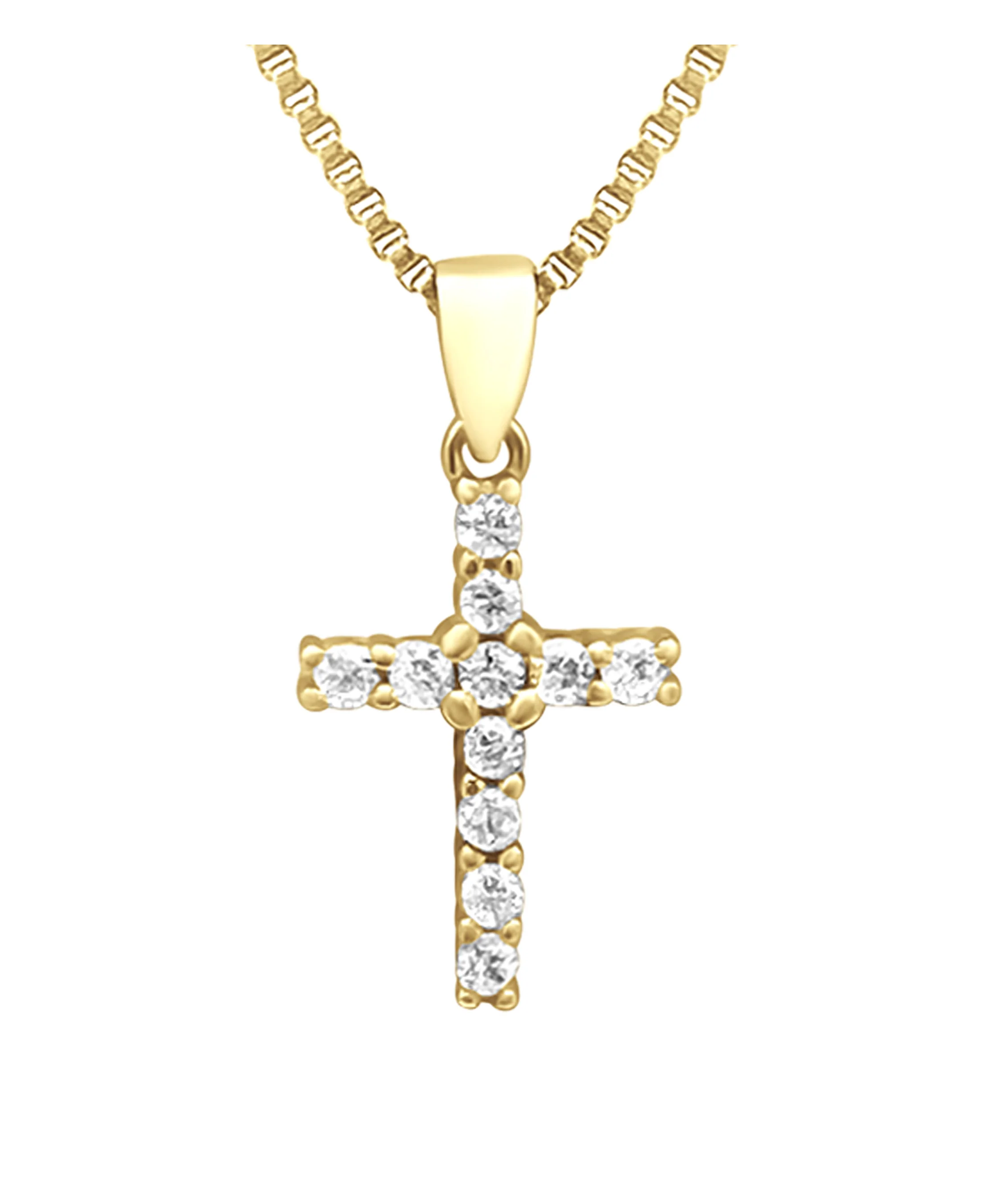 COLLIER EN ARGENT DORE PENDENTIF CROIX AVEC ZIRCONIUM - Image 4