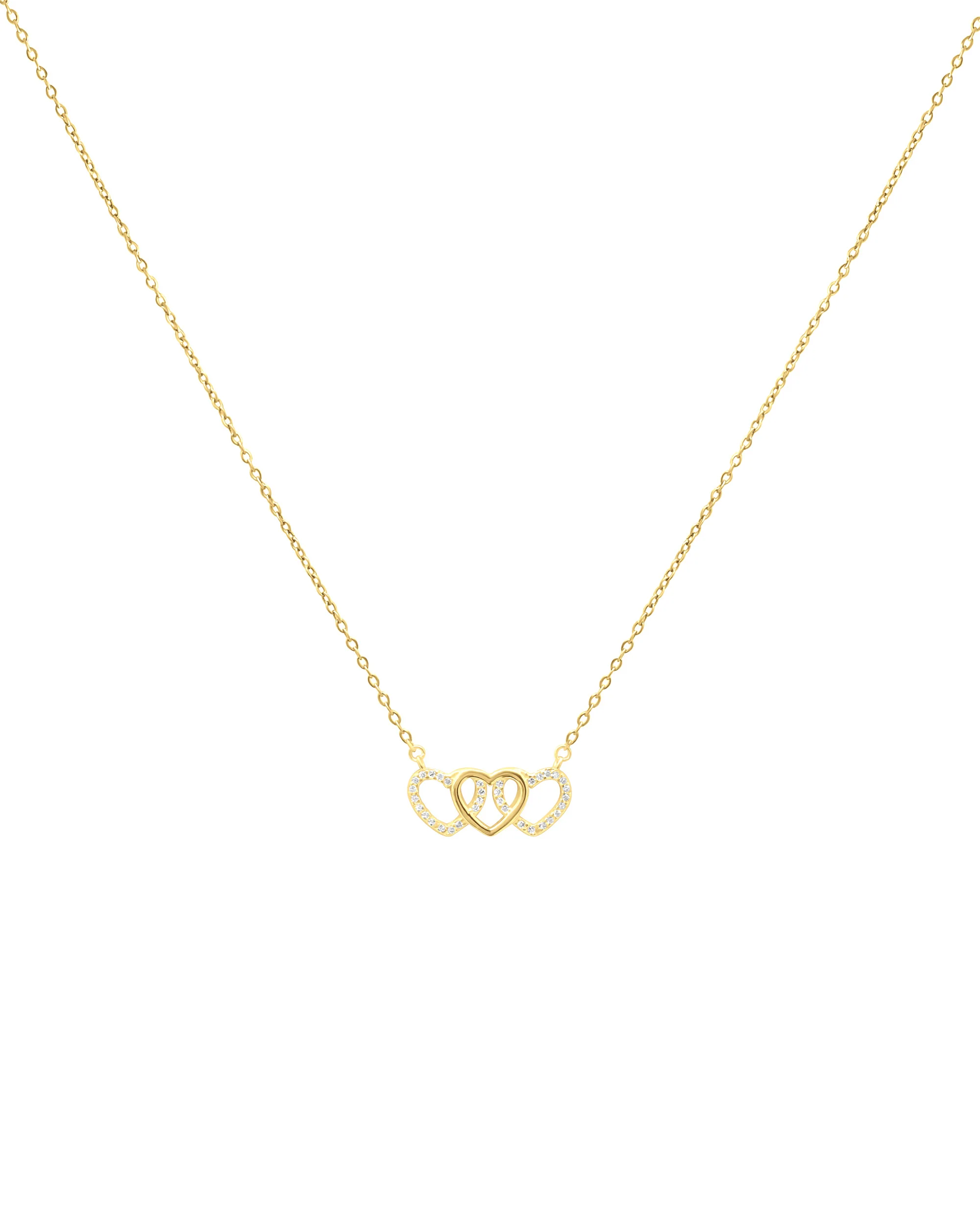 COLLIER EN ARGENT DORE TRIPLE COEURS AVEC ZIRCONIUM - Image 3