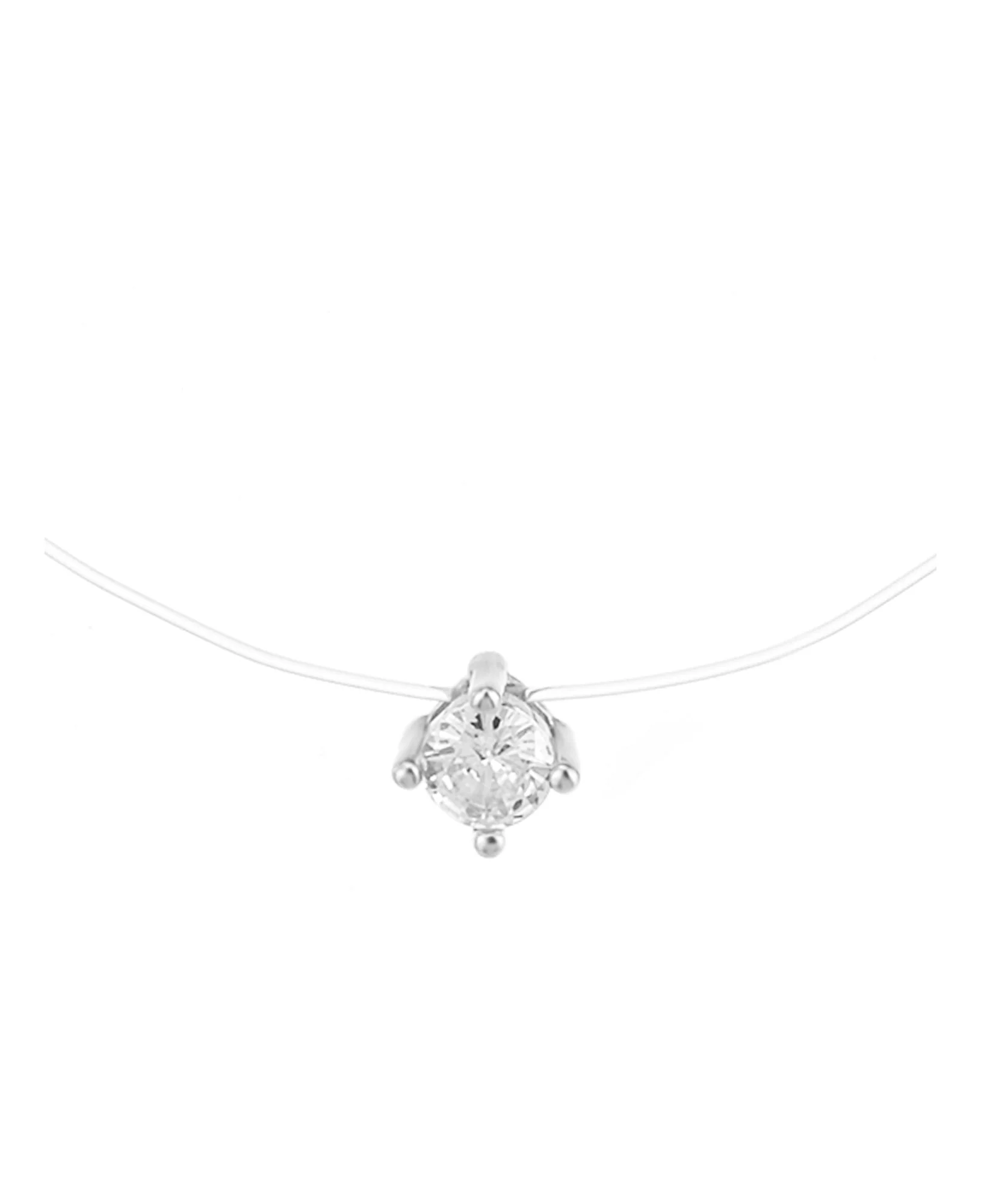 COLLIER EN ARGENT FIL DE NYLON SOLITAIRE