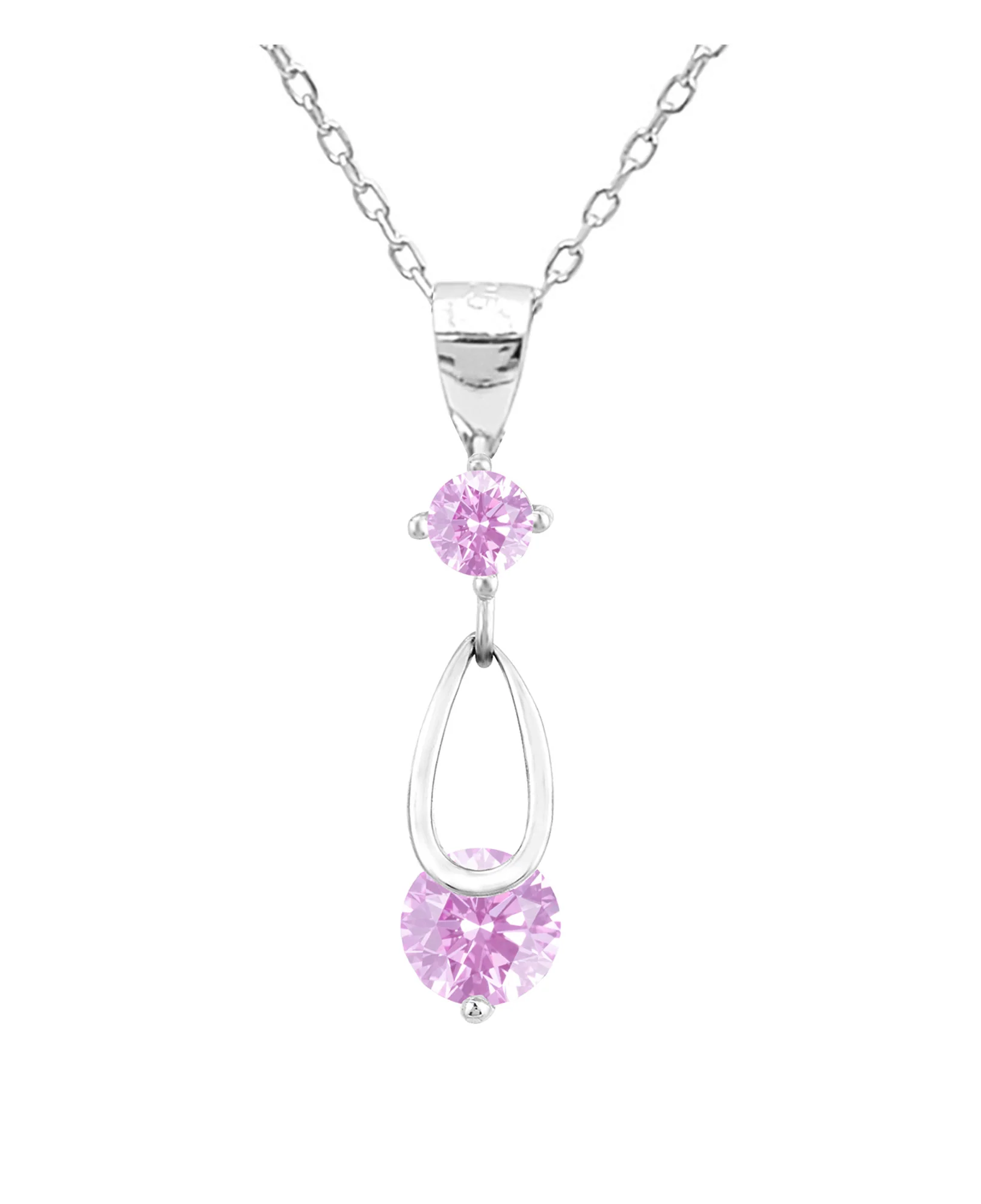 COLLIER EN ARGENT GOUTTE ET SOLITAIRE ROSE CLAIR - Image 4