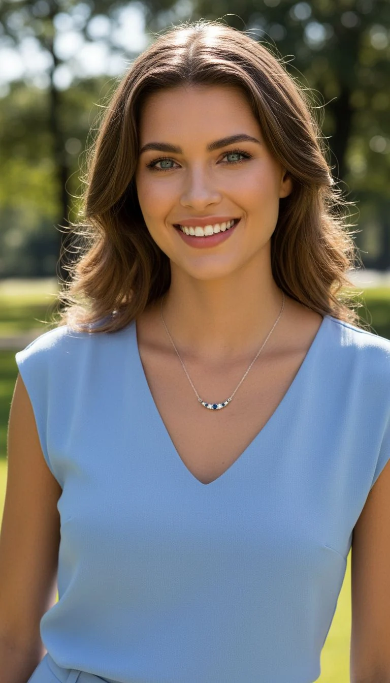 COLLIER EN ARGENT MOTIF COURBE AVEC PIERRES BLANCHES ET BLEUES - Image 2