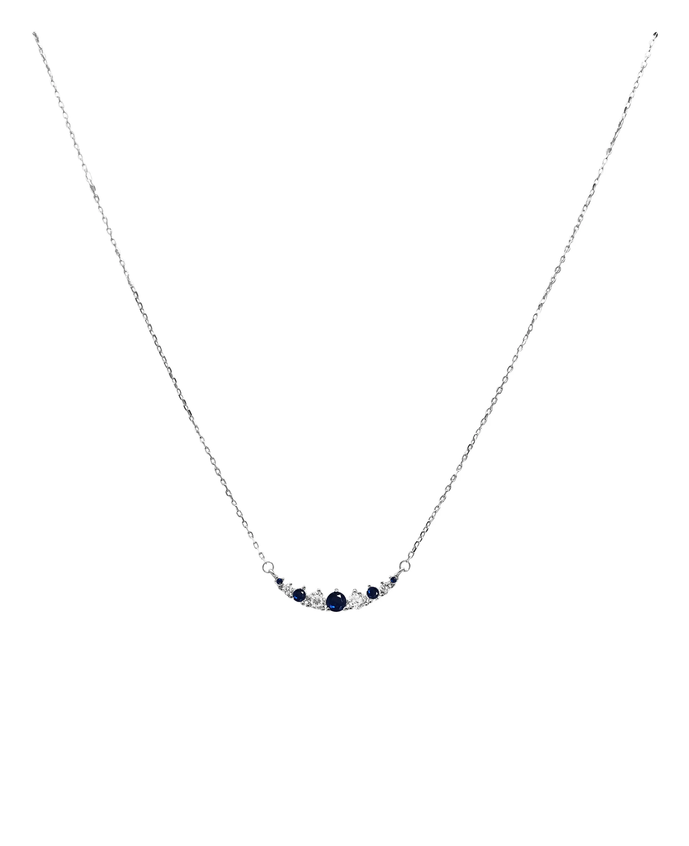 COLLIER EN ARGENT MOTIF COURBE AVEC PIERRES BLANCHES ET BLEUES - Image 3