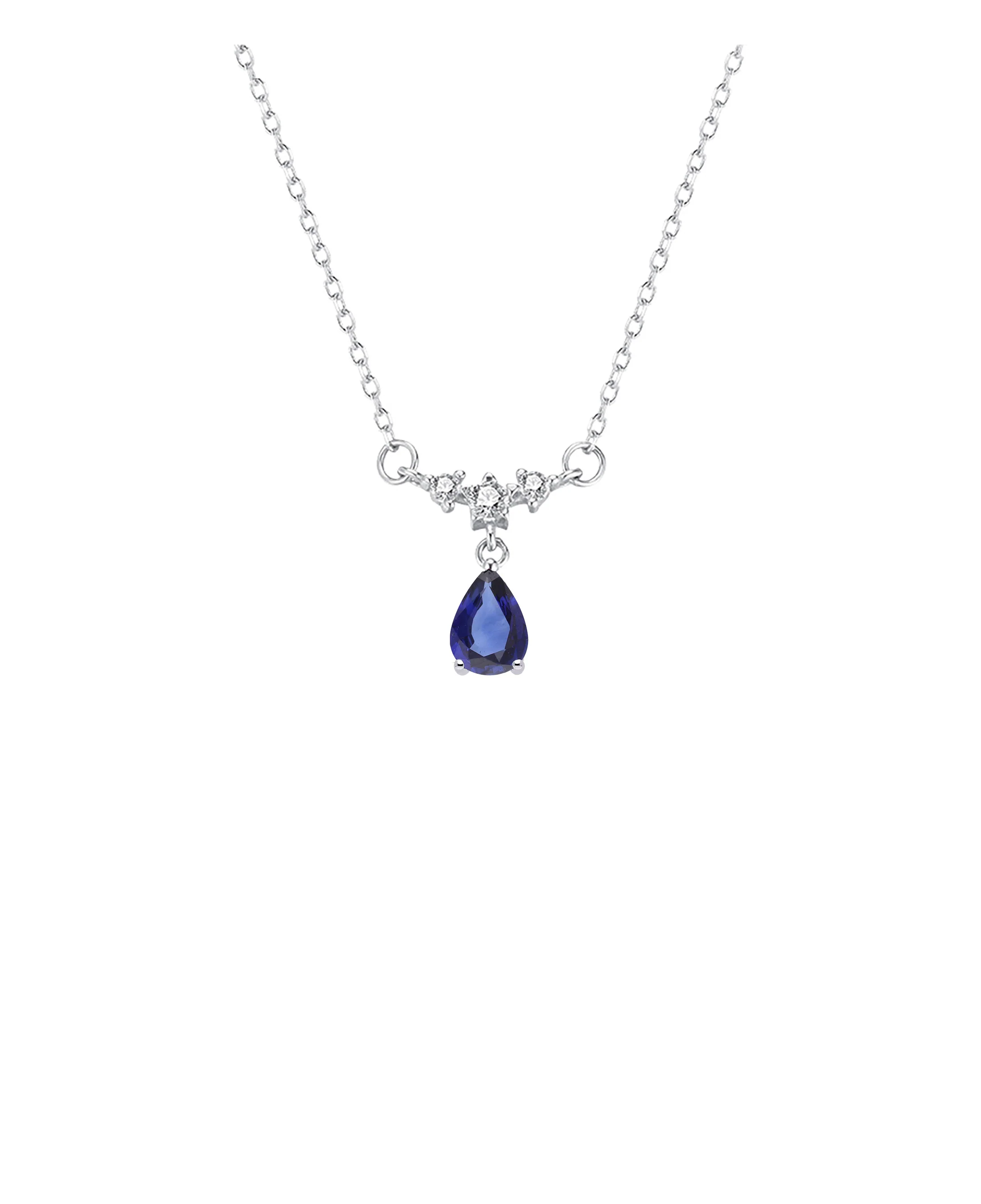 COLLIER EN ARGENT MOTIF FANTAISIE AVEC PIERRE BLEUE PENDANTE - Image 4