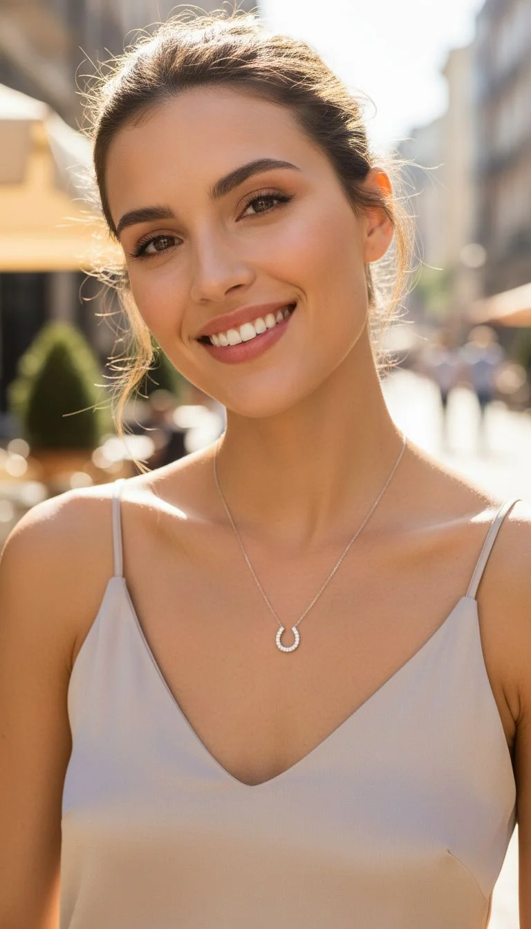COLLIER EN ARGENT MOTIF FER A CHEVAL AVEC PIERRES - Image 2