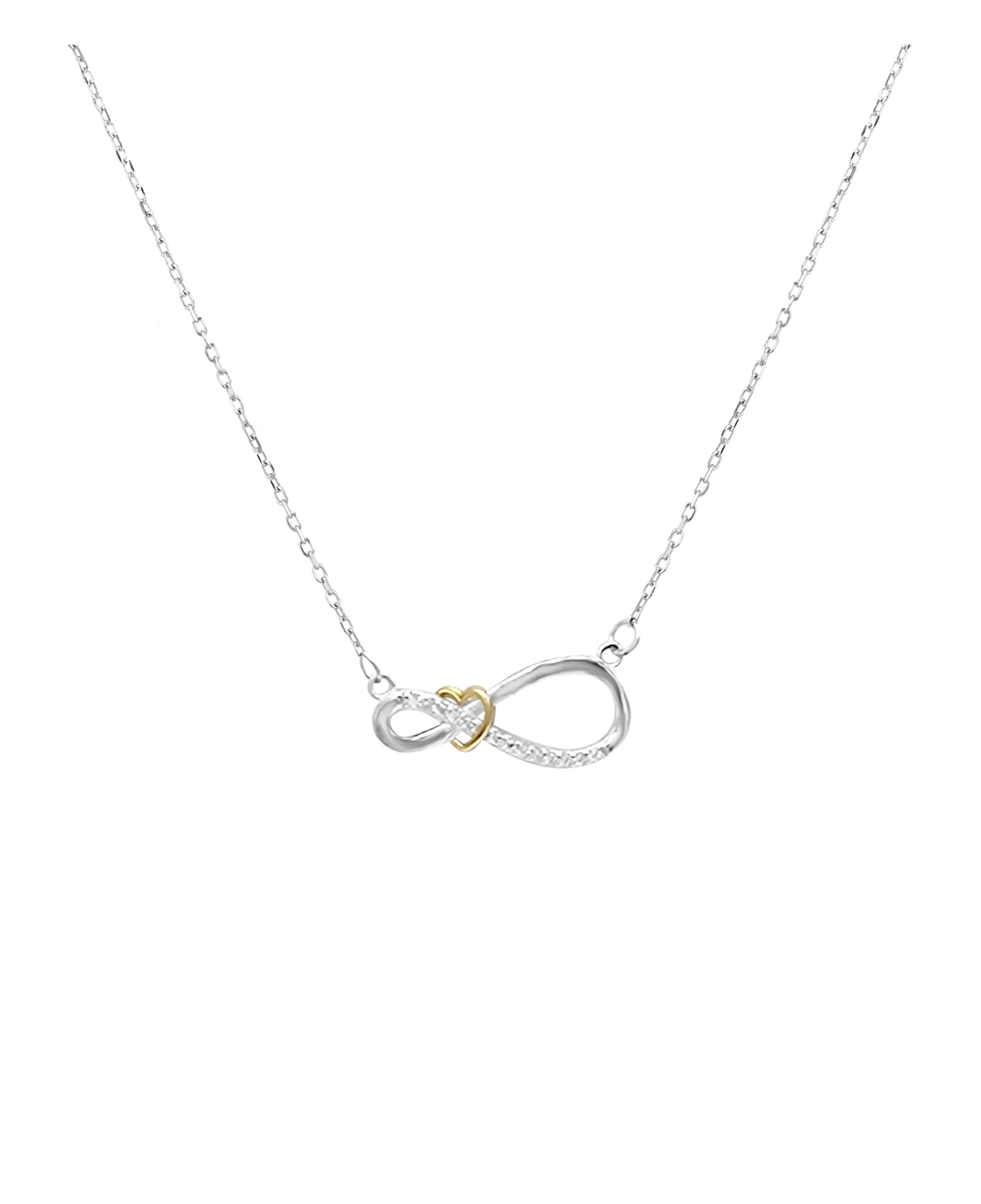 COLLIER EN ARGENT MOTIF INFINI AVEC COEUR DORE