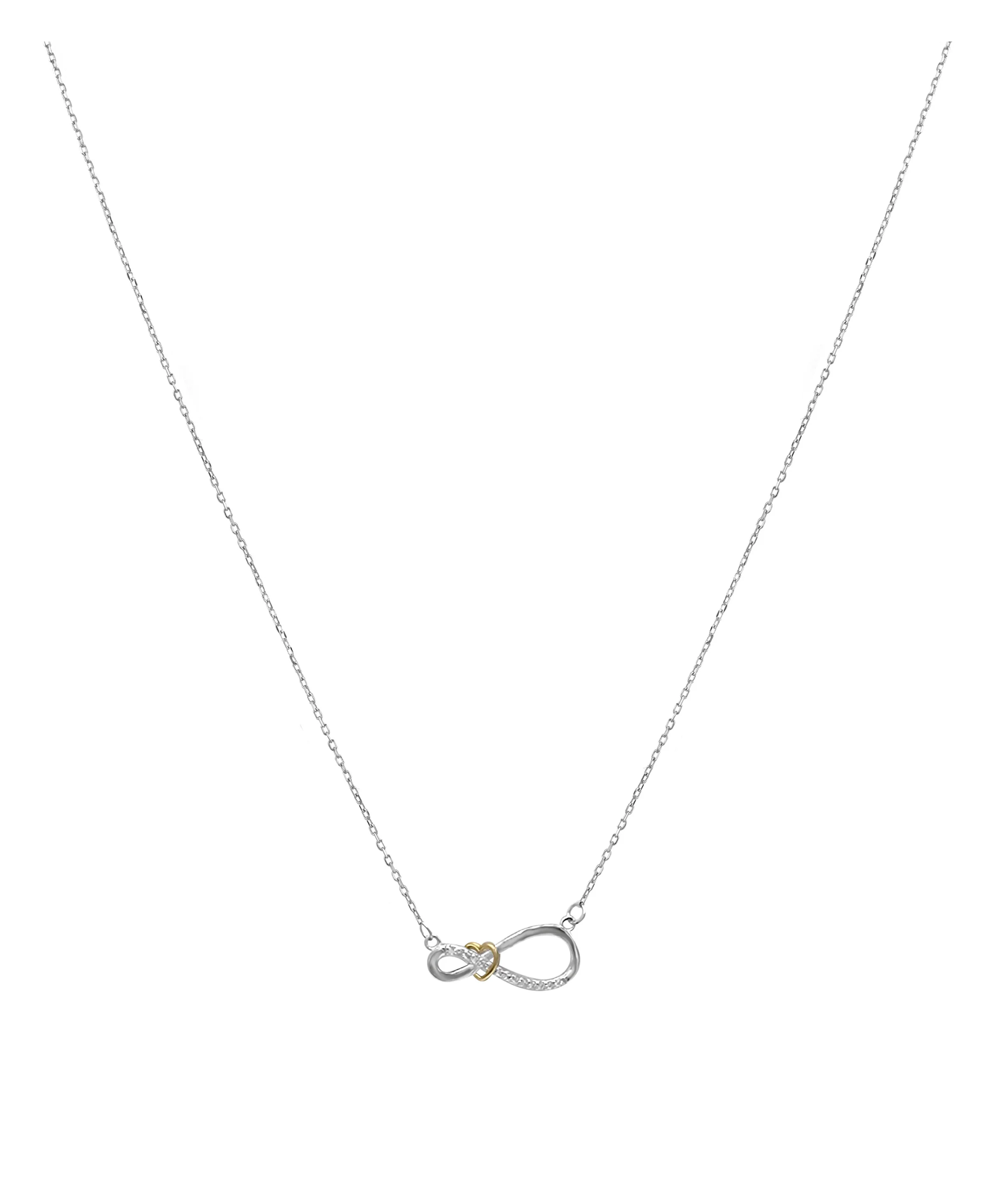 COLLIER EN ARGENT MOTIF INFINI AVEC COEUR DORE - Image 3