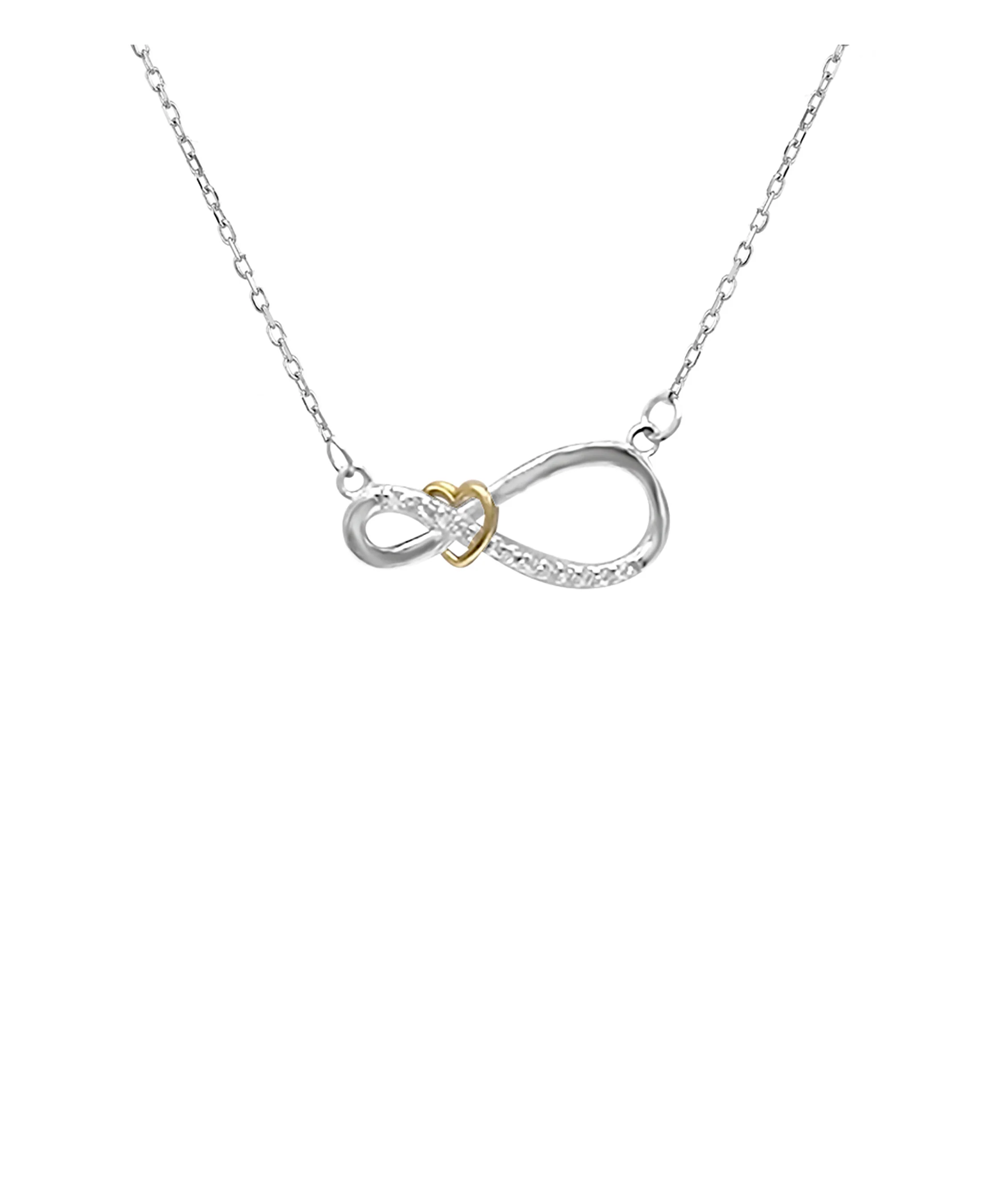COLLIER EN ARGENT MOTIF INFINI AVEC COEUR DORE - Image 4