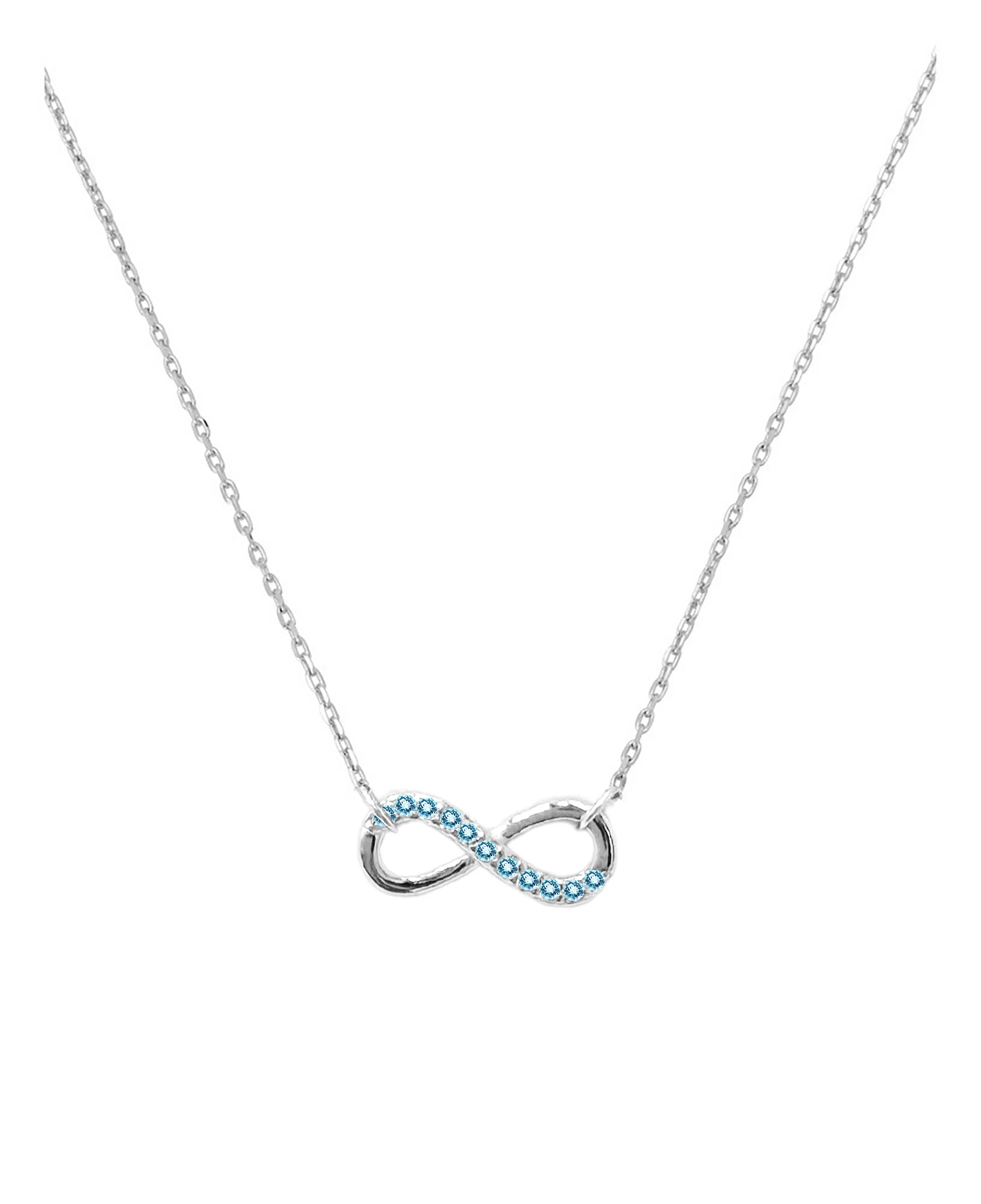 COLLIER EN ARGENT MOTIF INFINI AVEC PIERRES BLEU CLAIR - Image 3