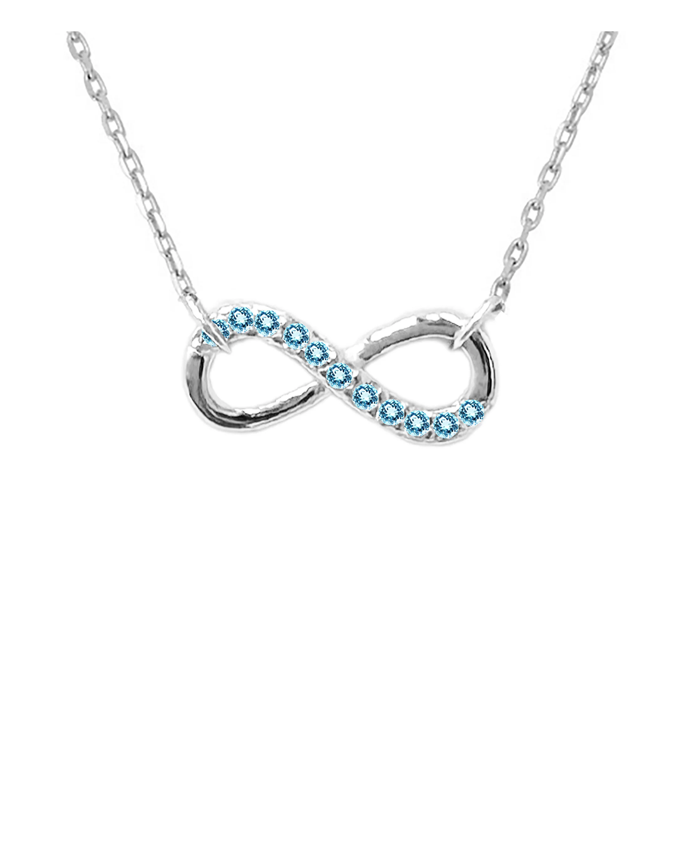 COLLIER EN ARGENT MOTIF INFINI AVEC PIERRES BLEU CLAIR - Image 4