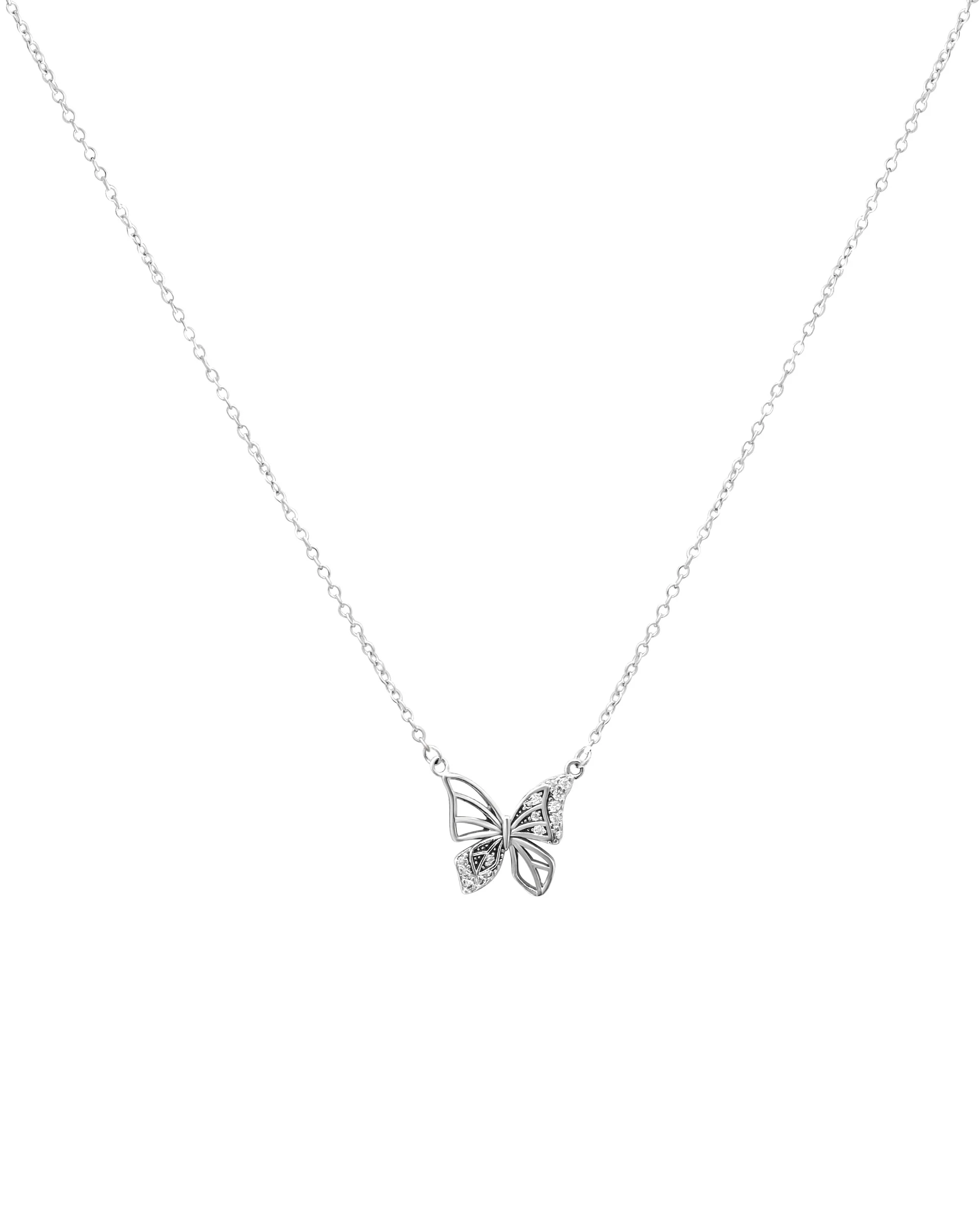 COLLIER EN ARGENT MOTIF PAPILLON AVEC ZIRCONIUM - Image 3