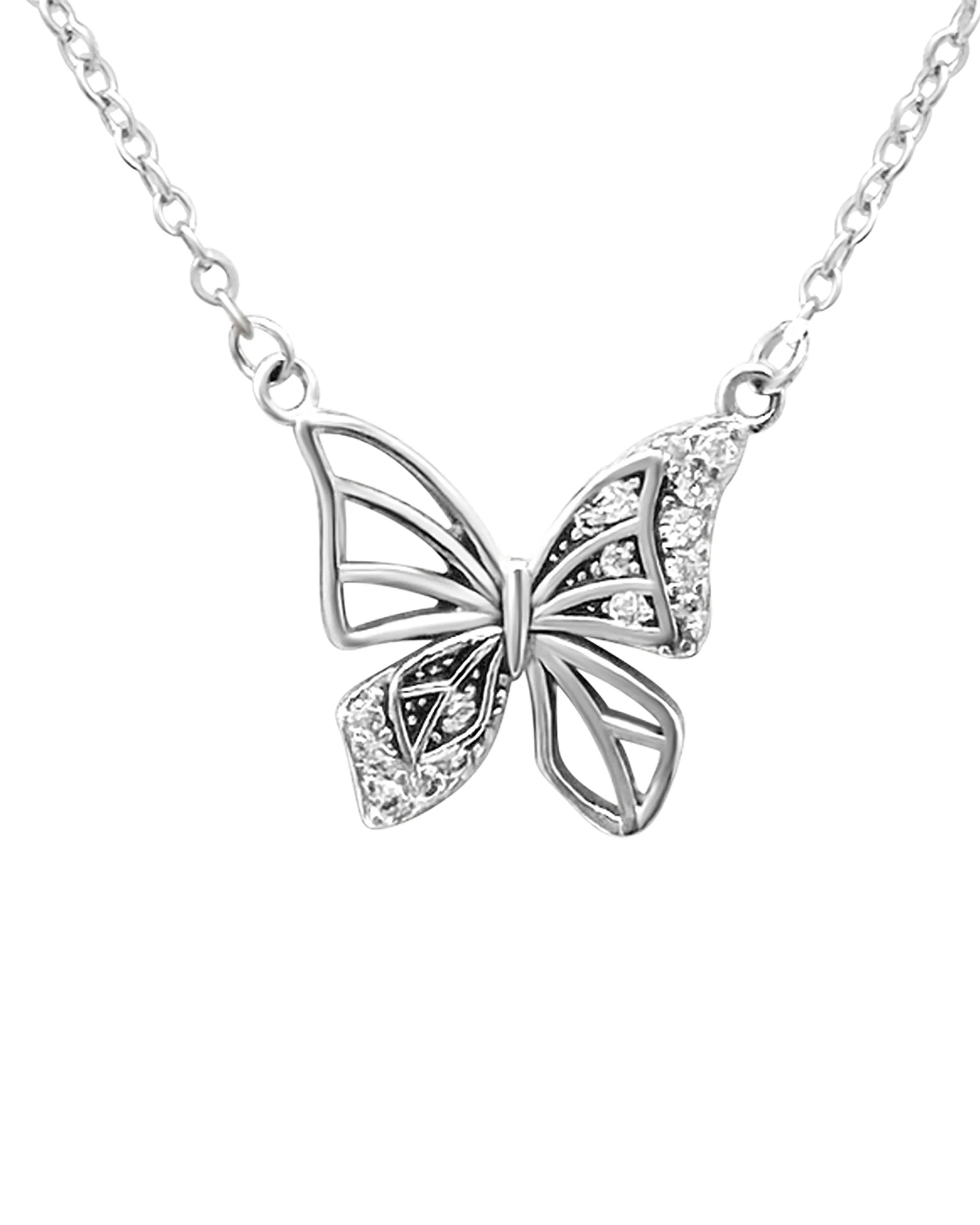 COLLIER EN ARGENT MOTIF PAPILLON AVEC ZIRCONIUM - Image 4