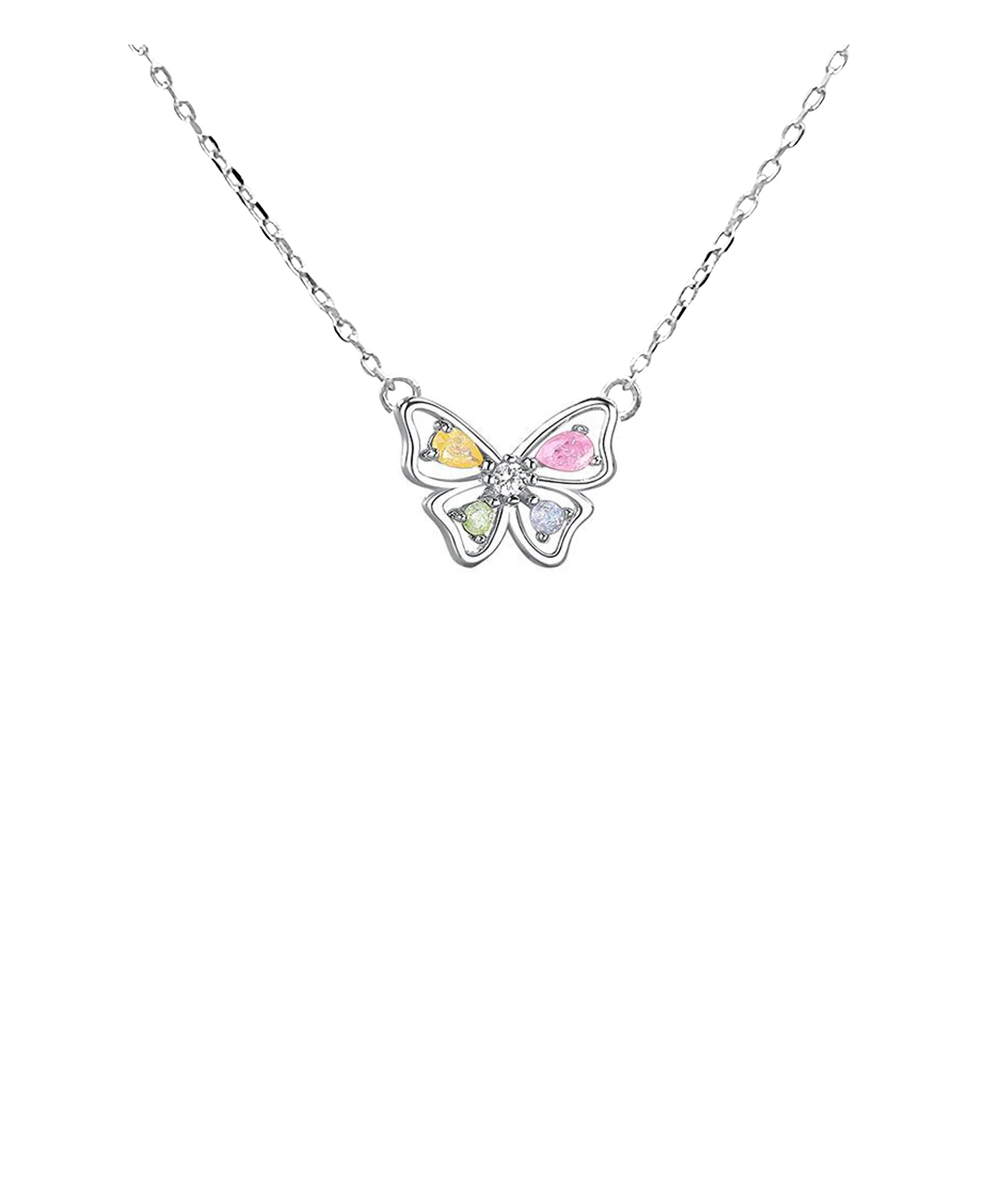 COLLIER EN ARGENT PAPILLON MULTICOLORE - Image 4
