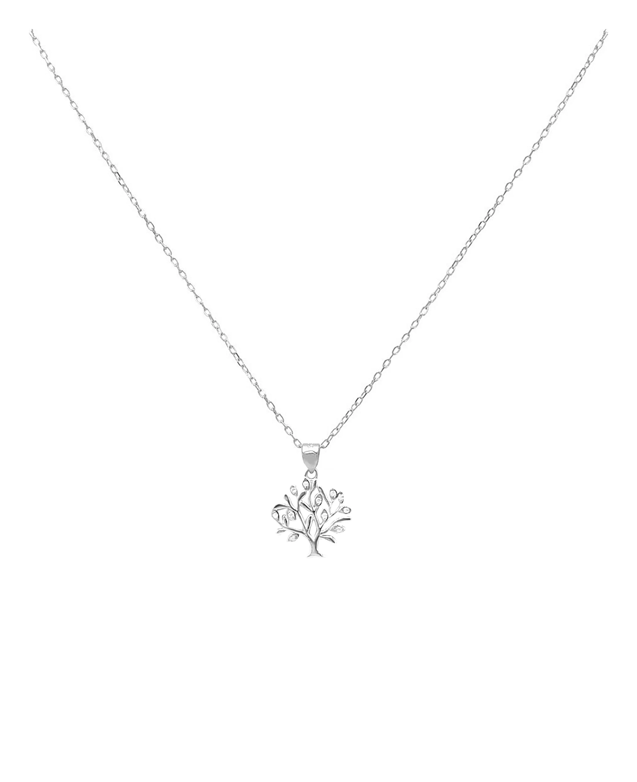 COLLIER EN ARGENT PENDENTIF ARBRE DE VIE AVEC PIERRES - Image 3