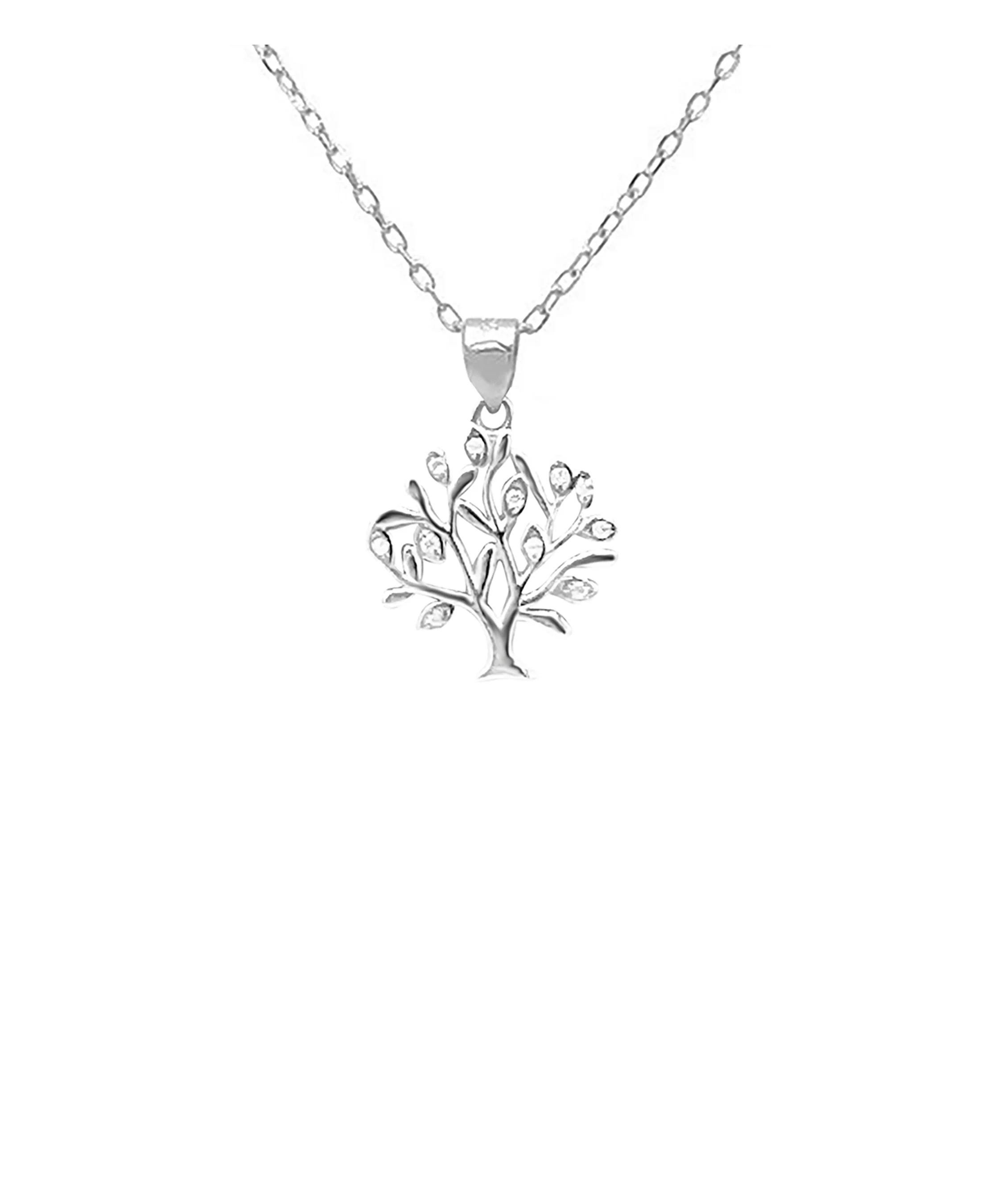 COLLIER EN ARGENT PENDENTIF ARBRE DE VIE AVEC PIERRES - Image 4