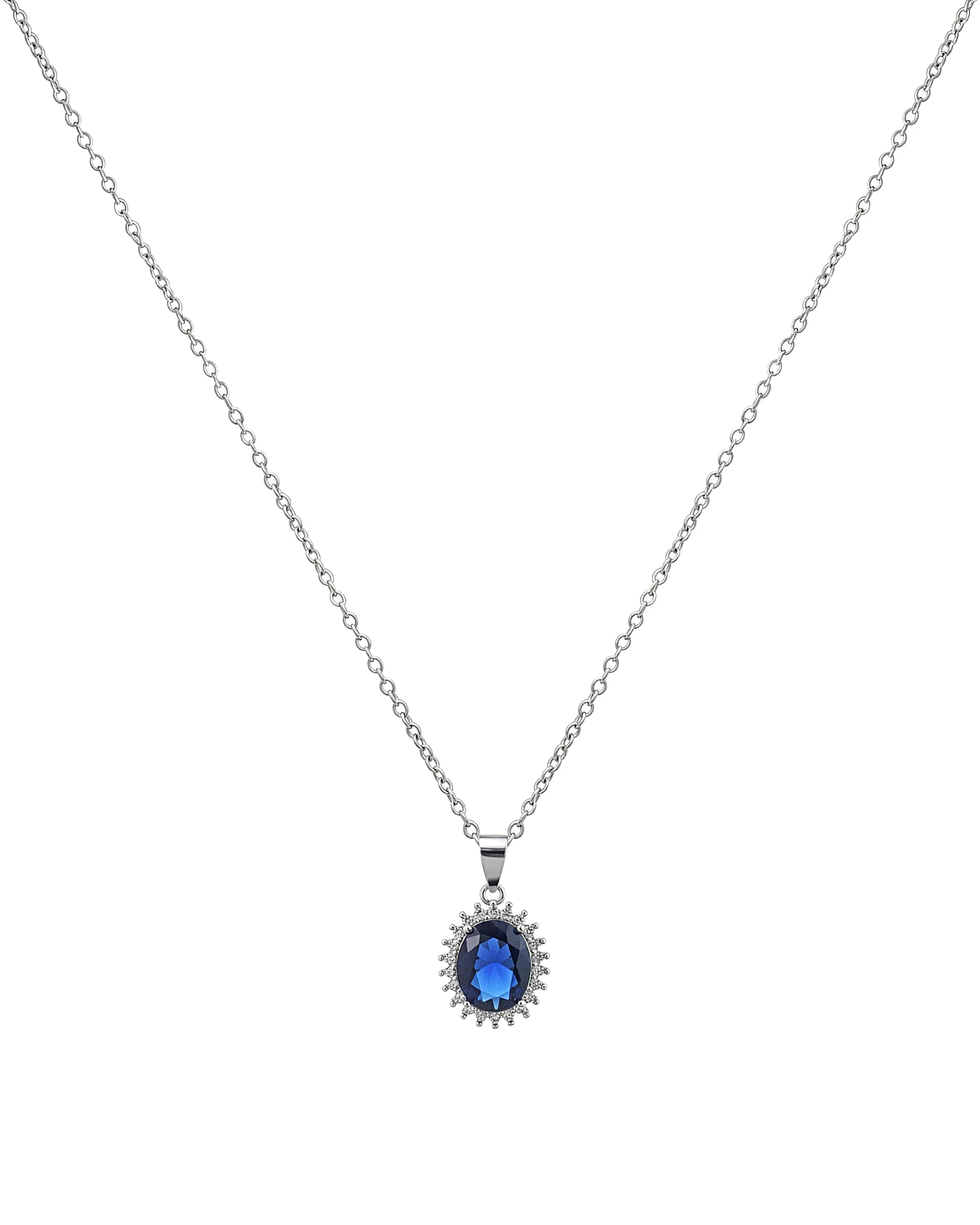 COLLIER EN ARGENT PENDENTIF BLEU AVEC PIERRES - Image 3