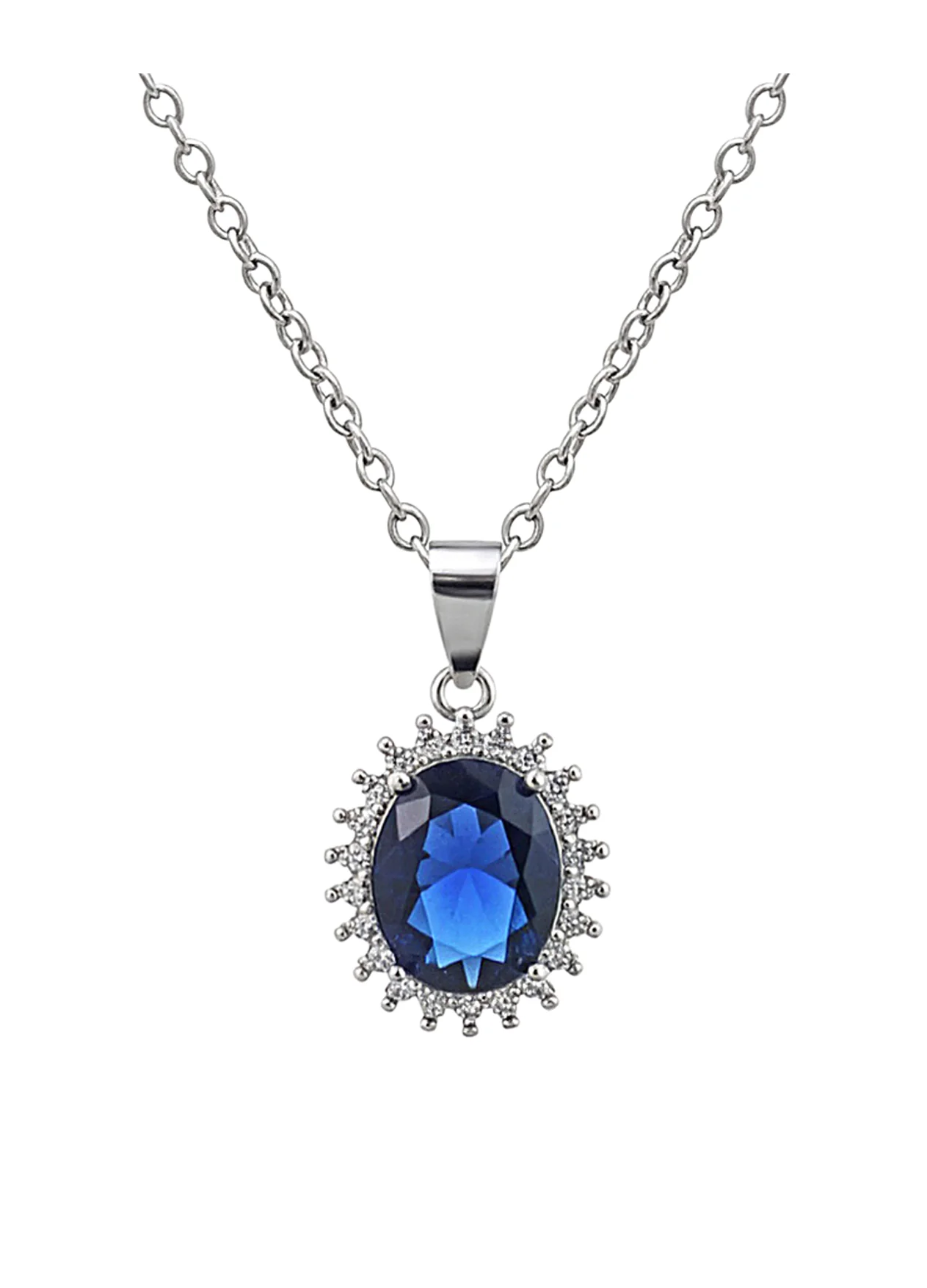 COLLIER EN ARGENT PENDENTIF BLEU AVEC PIERRES - Image 4