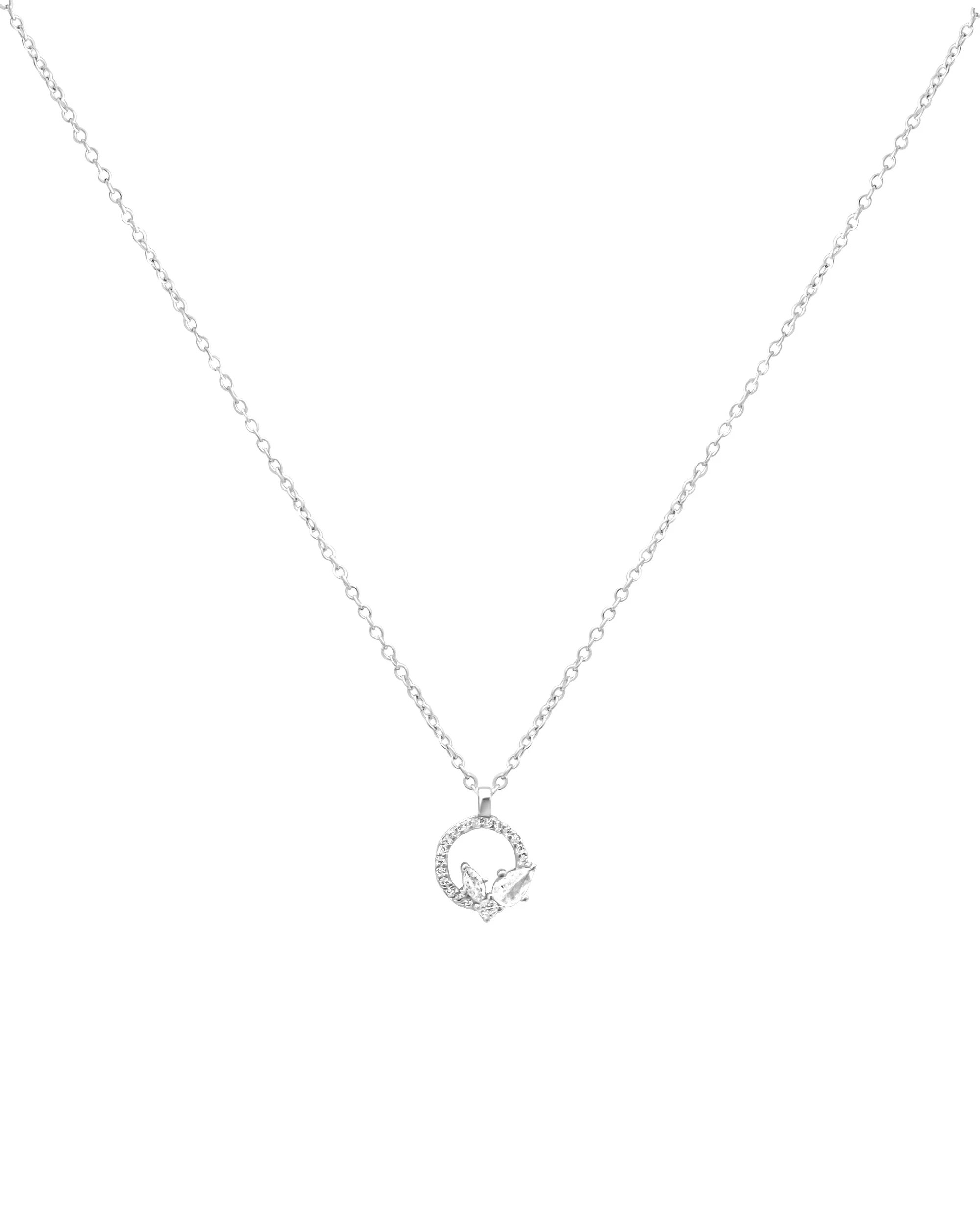 COLLIER EN ARGENT PENDENTIF CERCLE AVEC ZIRCONIUM ET TRIPLE PIERRES - Image 3