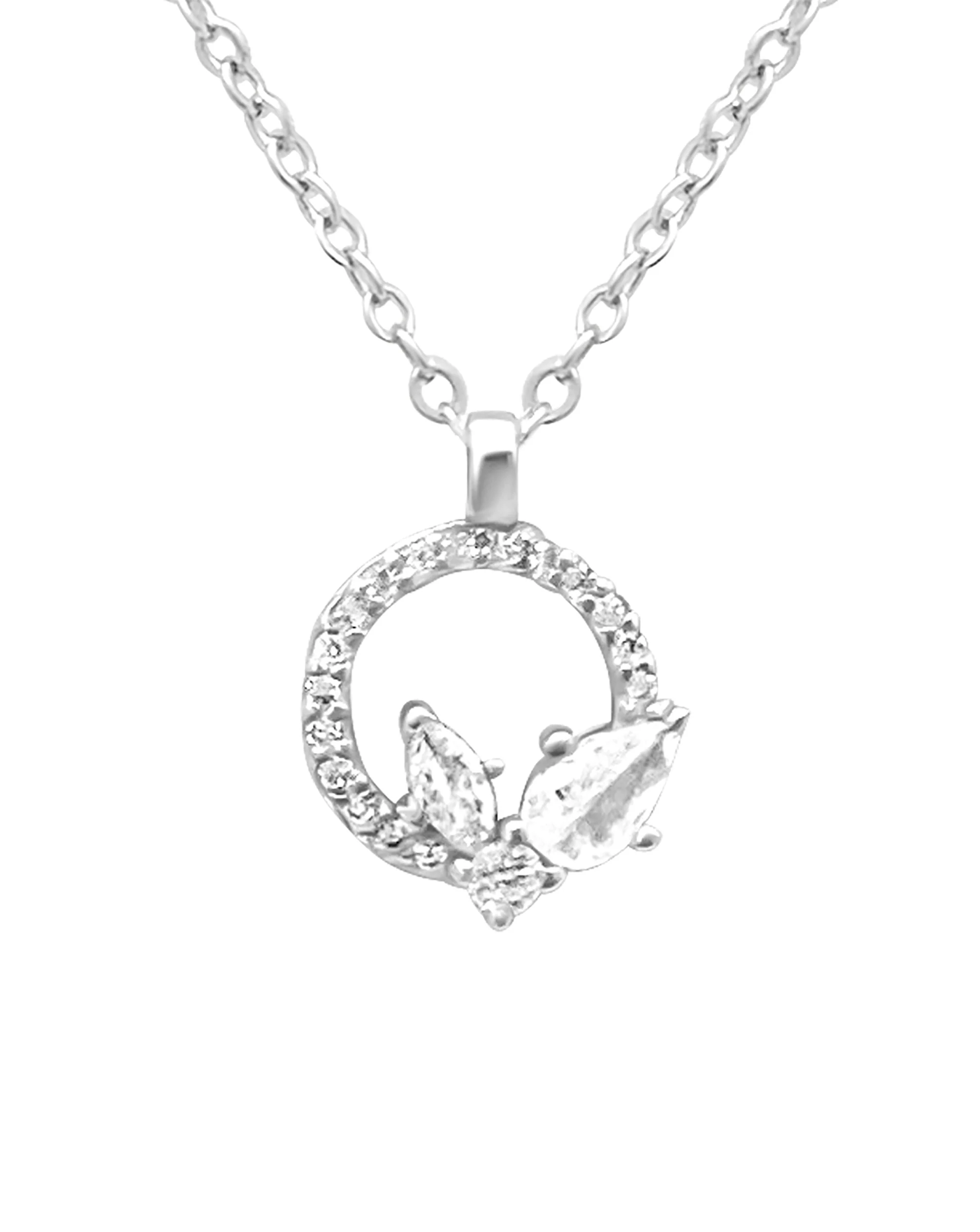 COLLIER EN ARGENT PENDENTIF CERCLE AVEC ZIRCONIUM ET TRIPLE PIERRES - Image 4