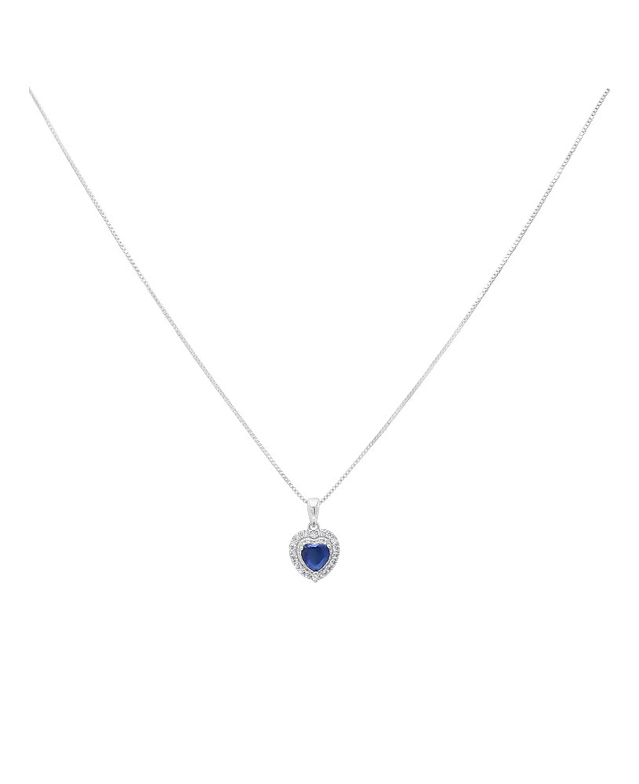 COLLIER EN ARGENT PENDENTIF COEUR BLEU - Image 3