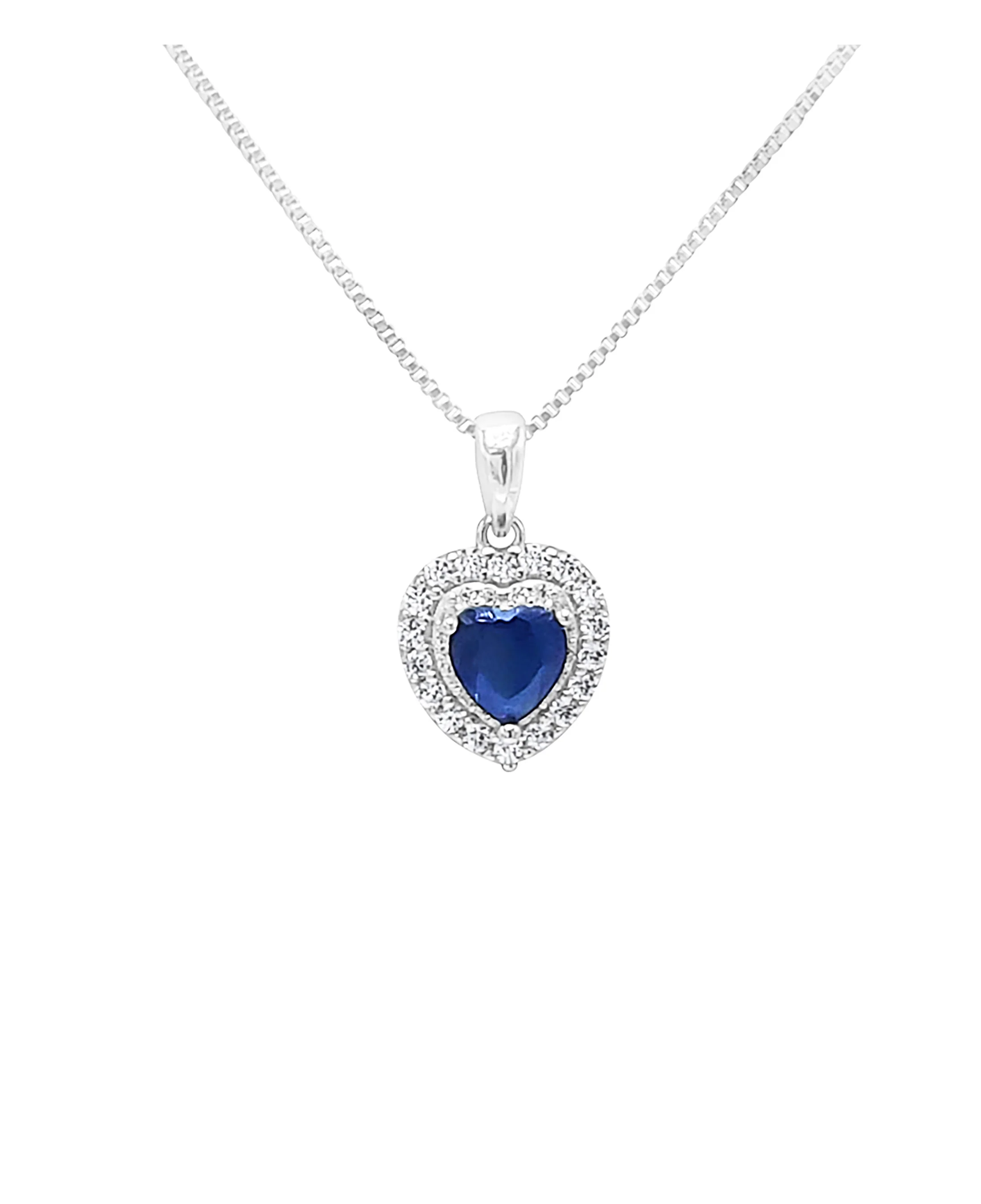 COLLIER EN ARGENT PENDENTIF COEUR BLEU - Image 4