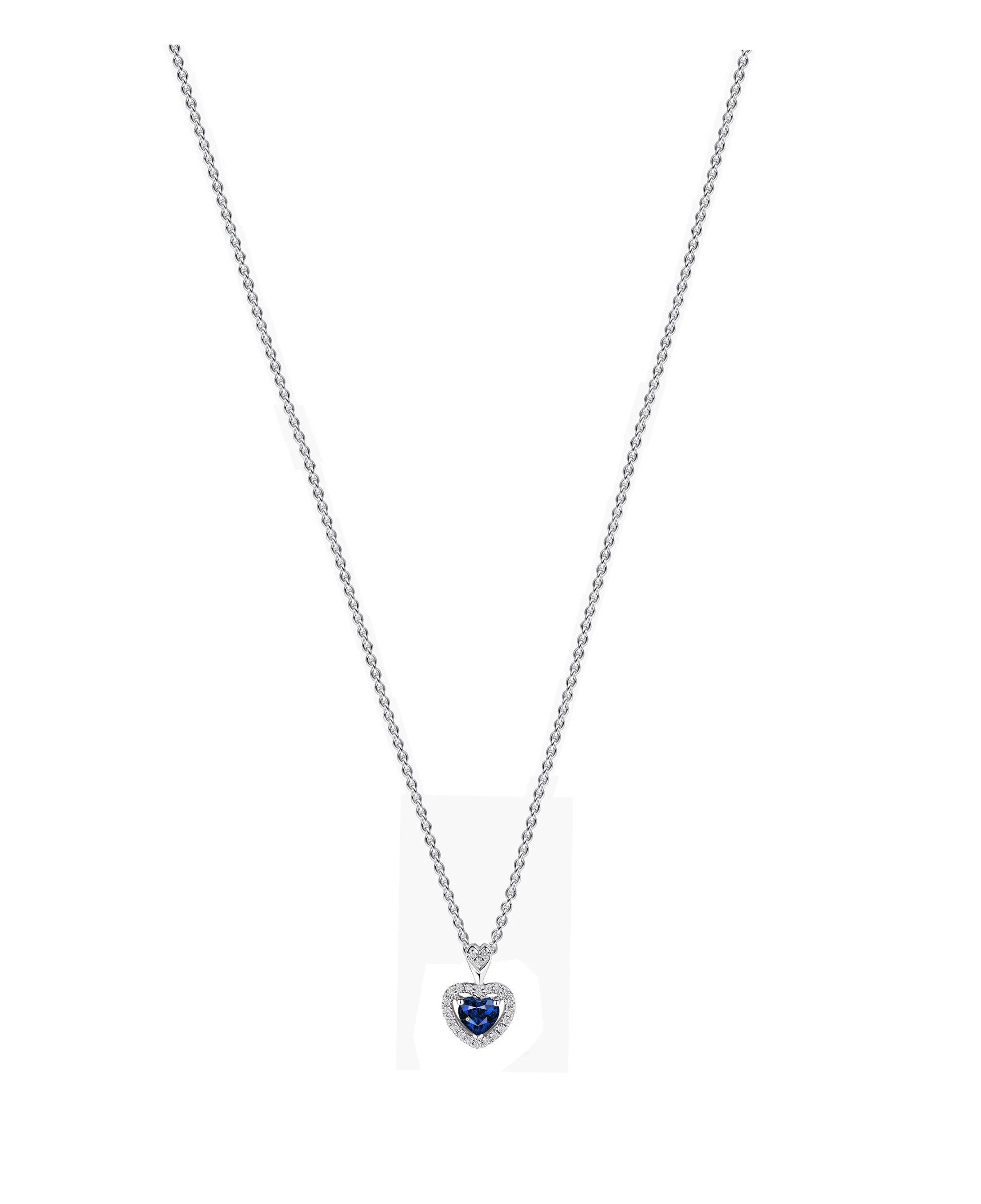 COLLIER EN ARGENT PENDENTIF COEUR BLEU ET PIERRES - Image 3