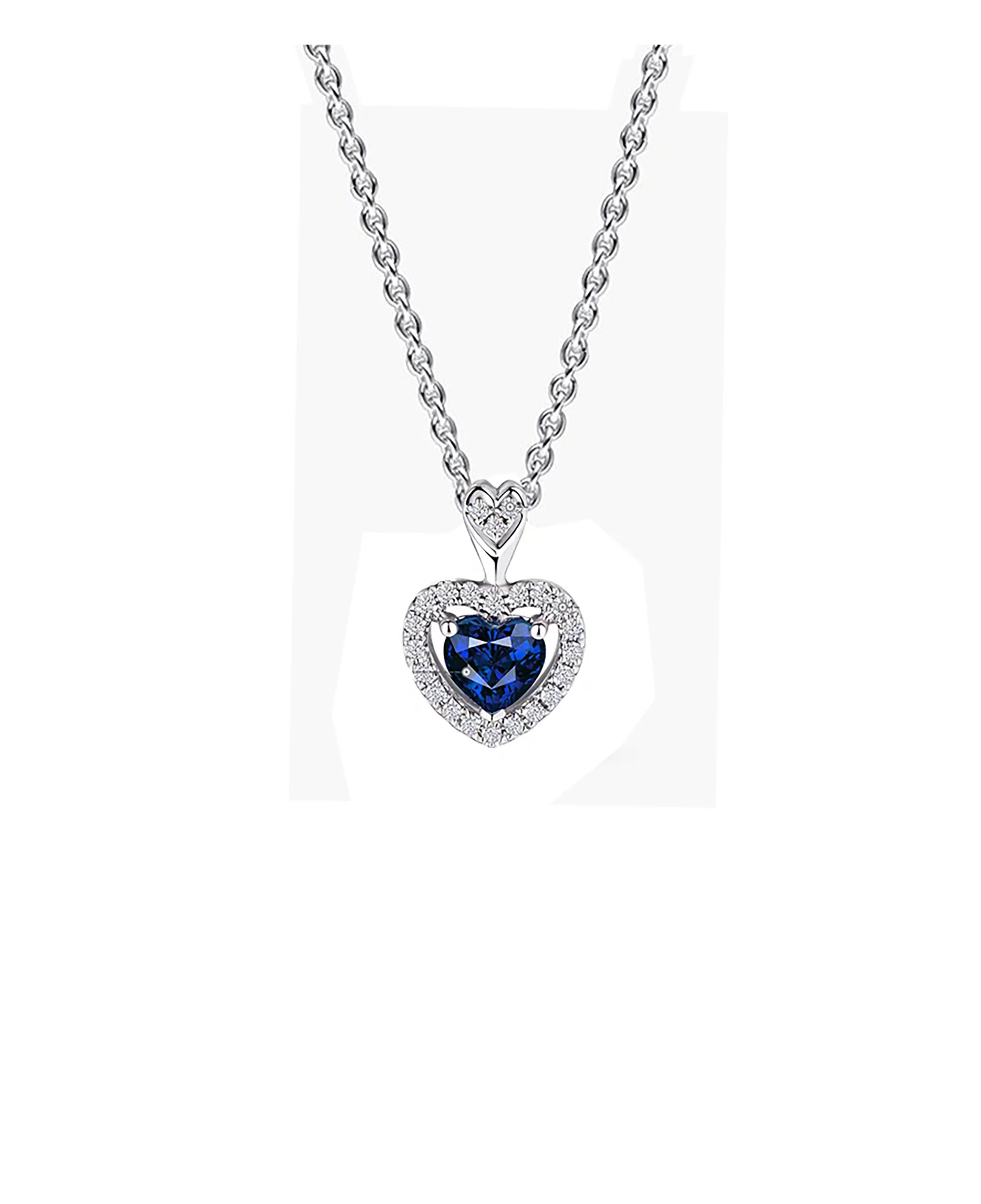 COLLIER EN ARGENT PENDENTIF COEUR BLEU ET PIERRES - Image 4